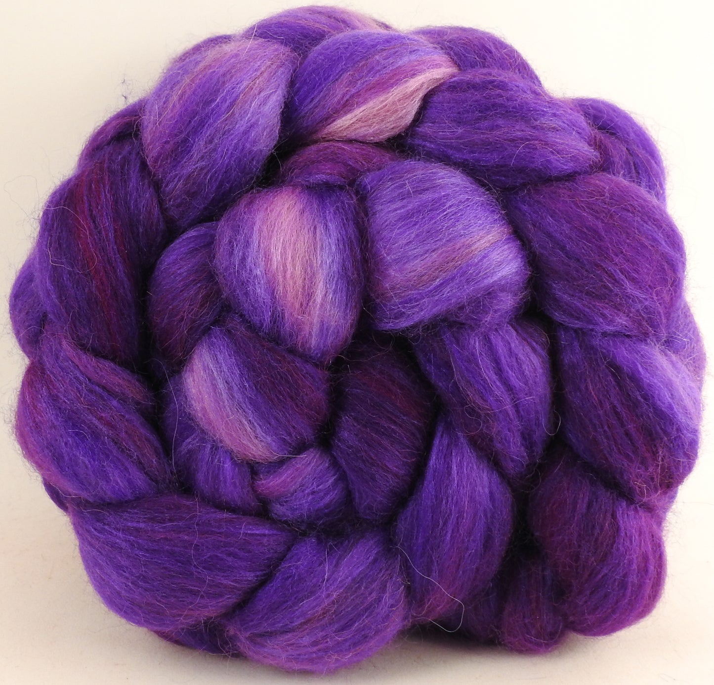 Batt in a Braid #1 - Vinca -(6 oz.) Falkland/ Grey Baby Alpaca/ Tussah Silk/ Firestar (40/25/25/10) - Inglenook Fibers