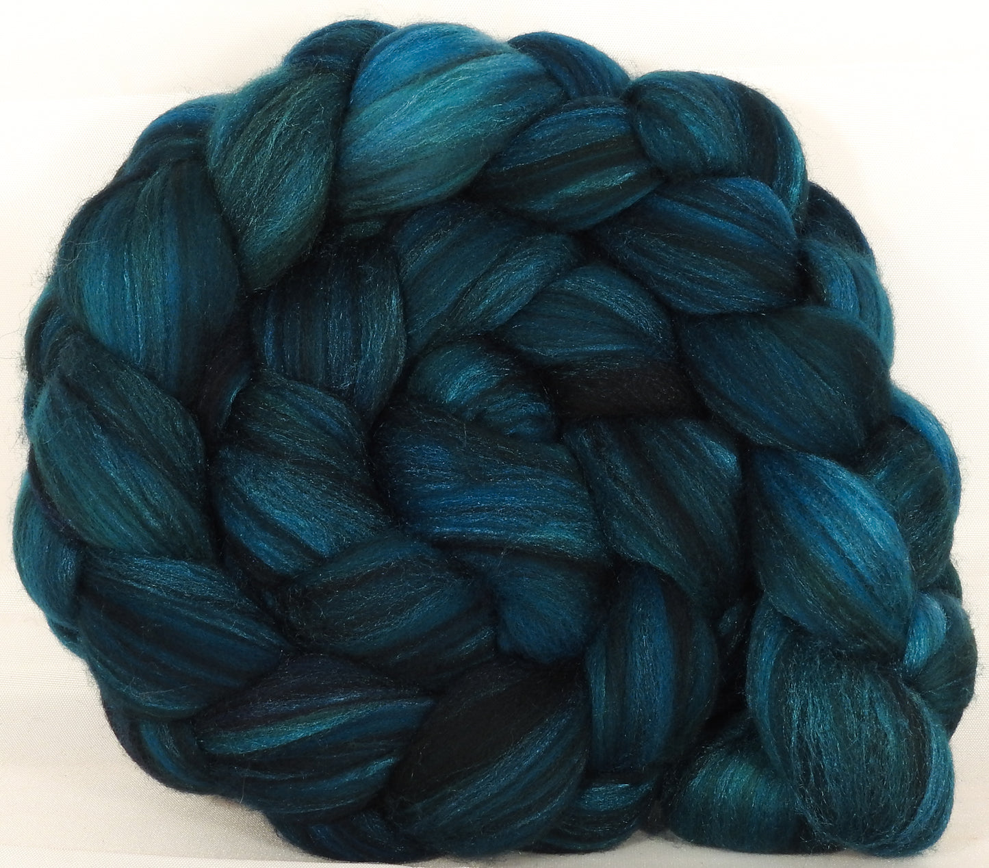 Batt in a Braid #35 - Maelstrom - (5.7 oz.) Sw Merino (18.5 mic) /Merino (18.5 mic) / Tussah Silk (40/40/20) - Inglenook Fibers