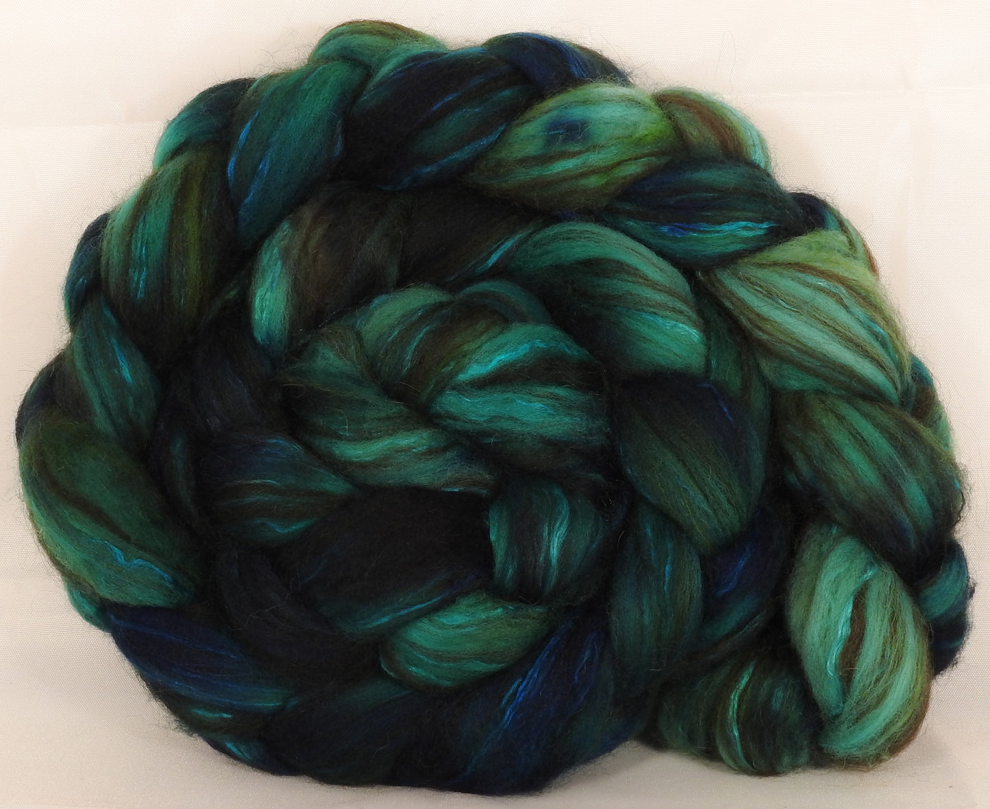 Hand dyed top for spinning - 18.5 mic merino/ camel/ brown alpaca/ mulberry silk/ (40/20/20/20) - Inglenook Fibers