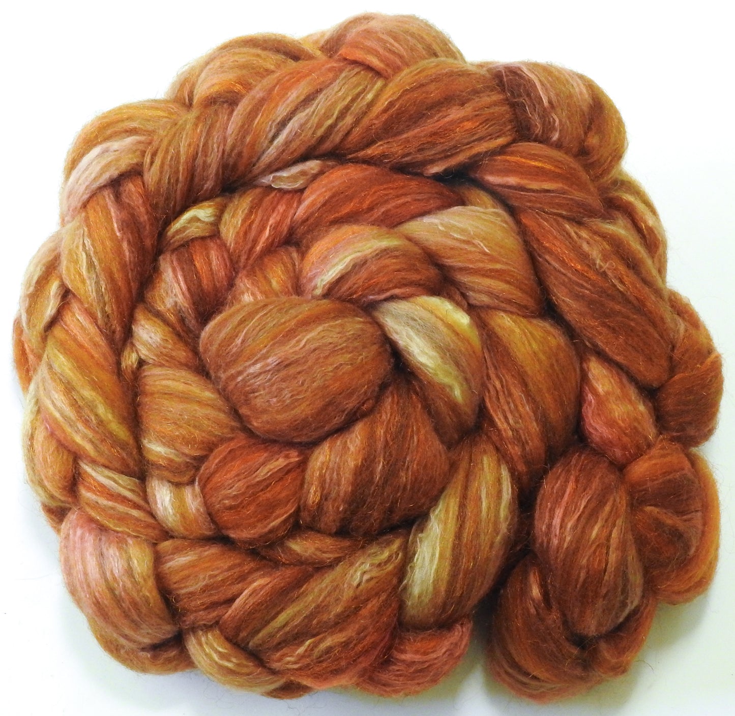 Brickle (5.7 oz) - Batt in a Braid #7 - Polwarth/ Manx / Mulberry silk/ Firestar (30/30/30/10)