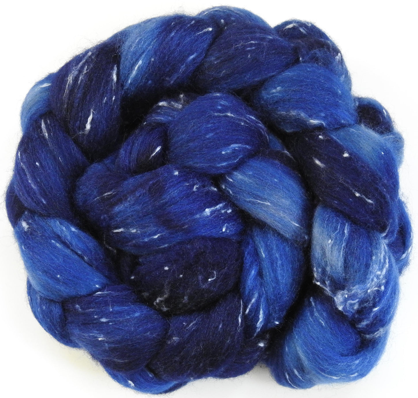 Lights Out- Batt in a Braid #42 -(5.6 oz) Polwarth/ Tweed Blend / Peduncle&Tussah Silk( 50/25/25)