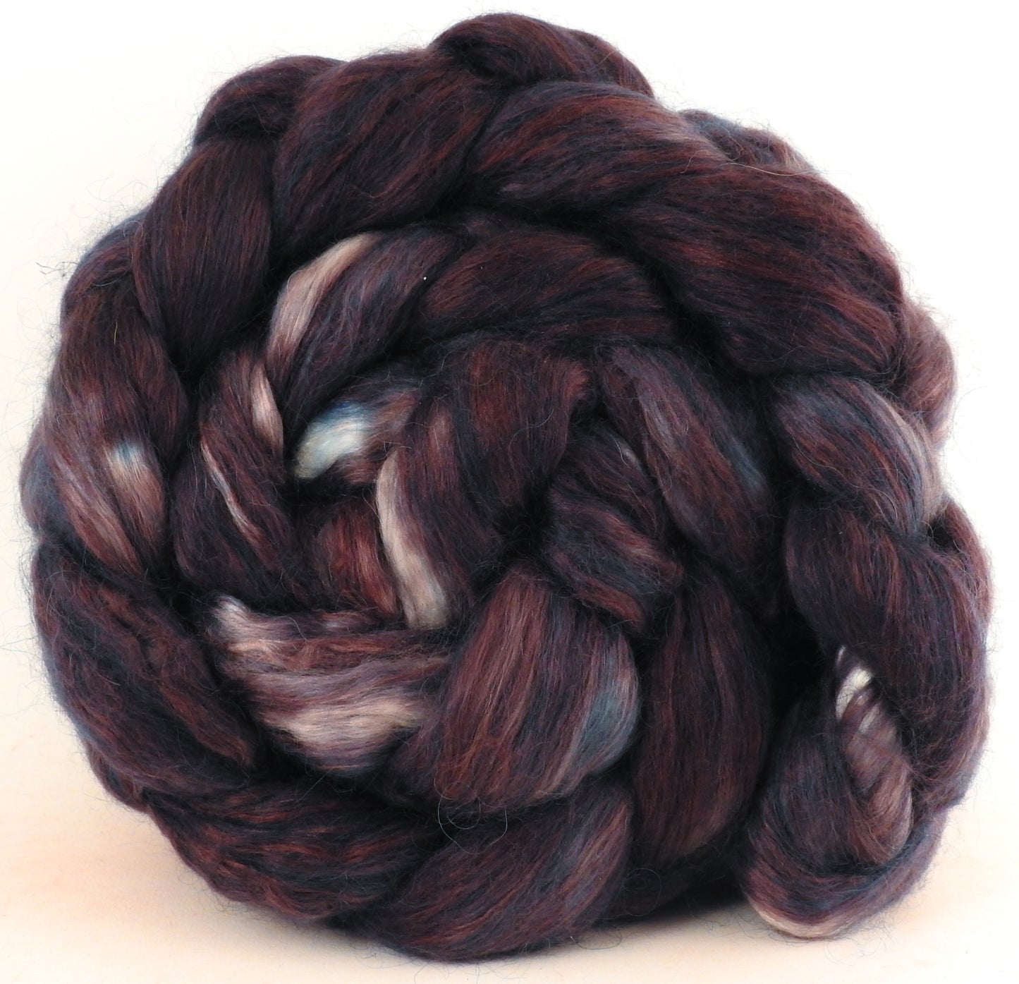 Hand-dyed wensleydale/ mulberry silk roving (65/35) - Licorice - Inglenook Fibers