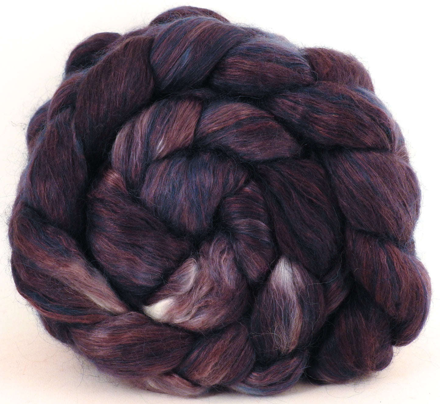 Hand-dyed wensleydale/ mulberry silk roving (65/35) - Licorice - Inglenook Fibers