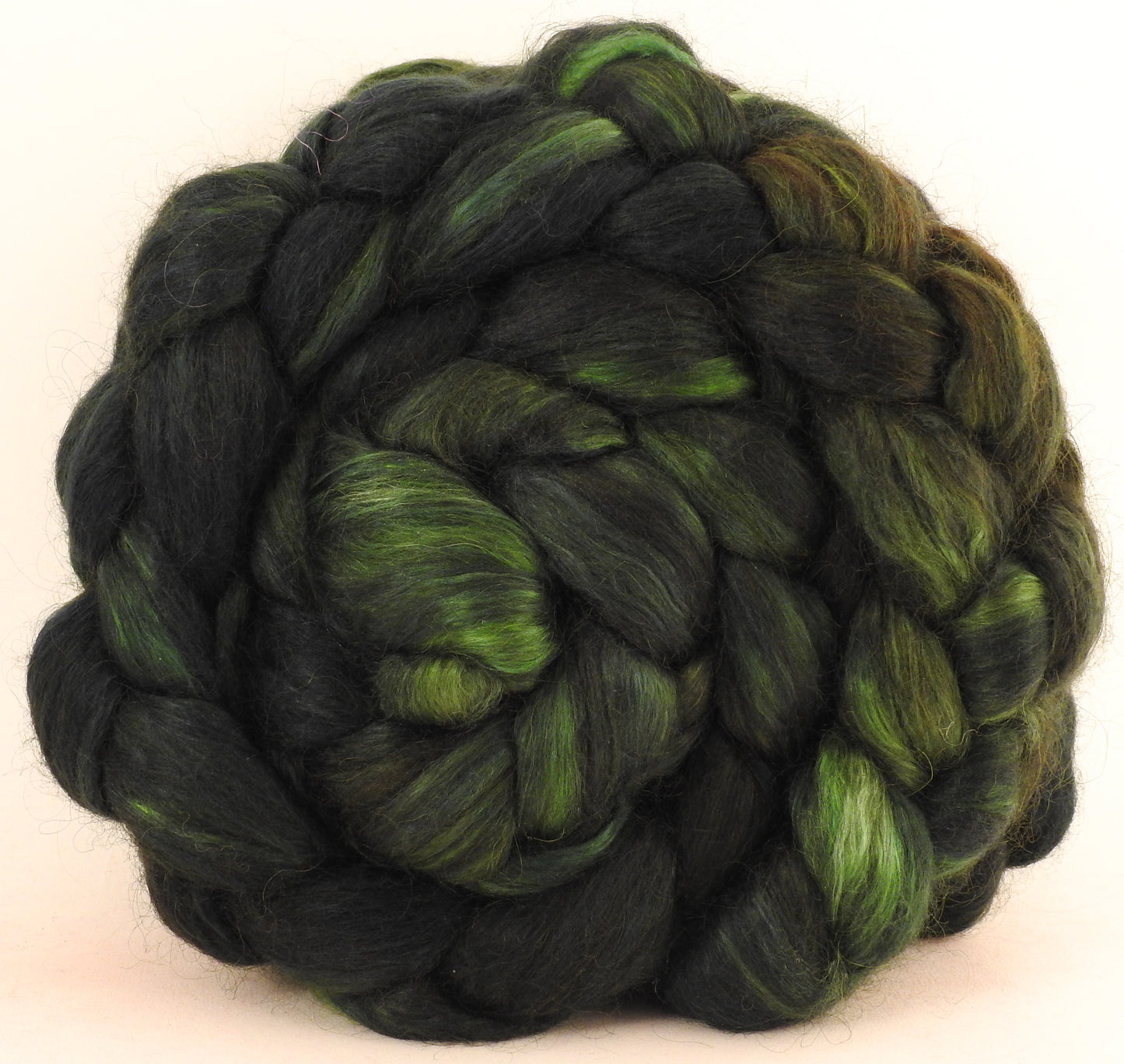 Hand-dyed wensleydale/ mulberry silk roving (65/35) - Philodendron - Inglenook Fibers