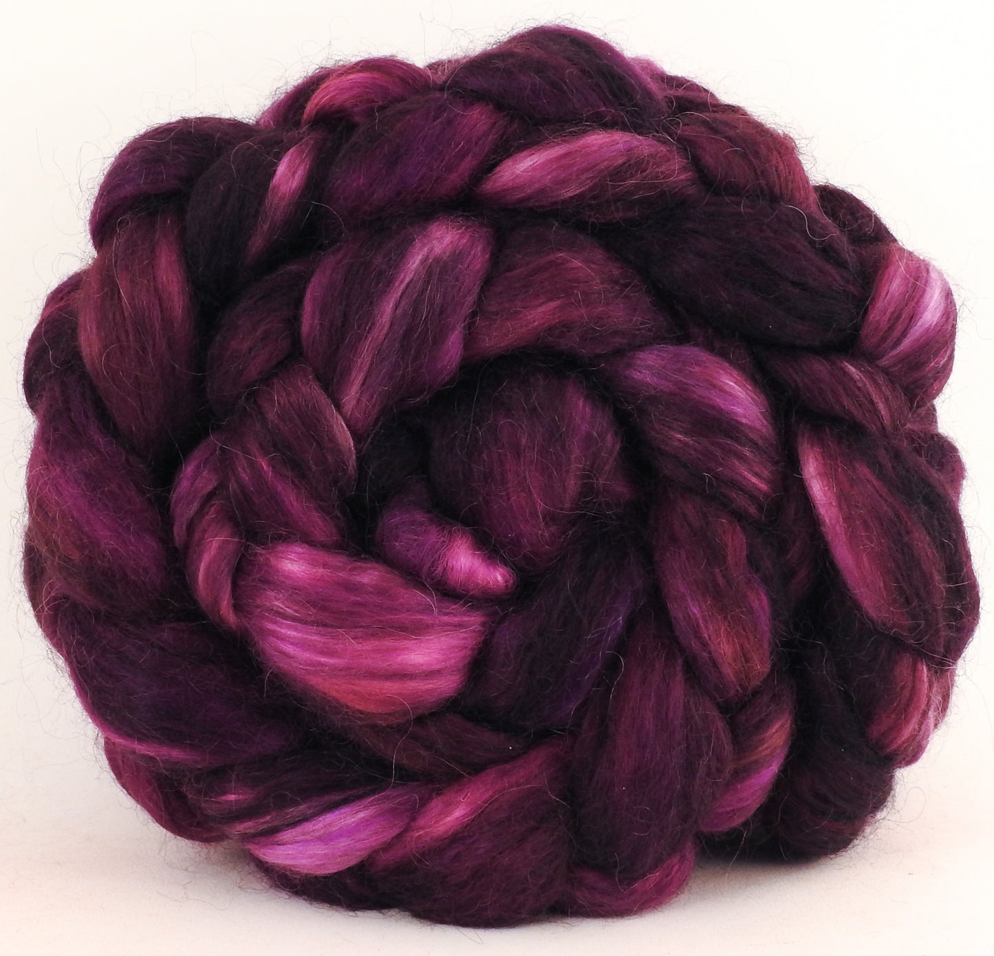 Hand-dyed wensleydale/ mulberry silk roving (65/35) - Amaranthus (5.6 oz) - Inglenook Fibers