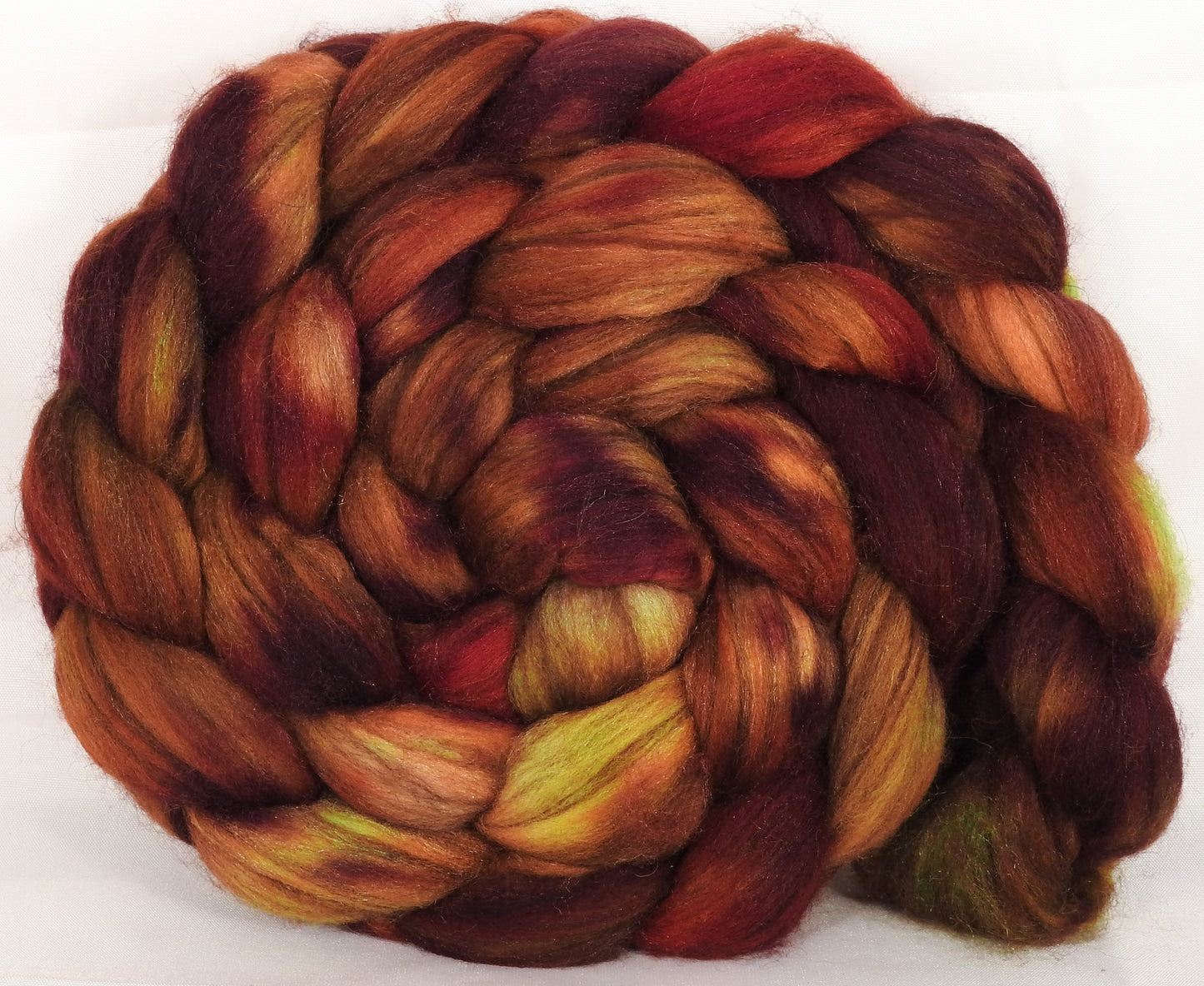 Hand dyed top for spinning - (5.45 oz.) 18.5 mic merino/ camel/ brown alpaca/ mulberry silk/ (40/20/20/20) - Inglenook Fibers