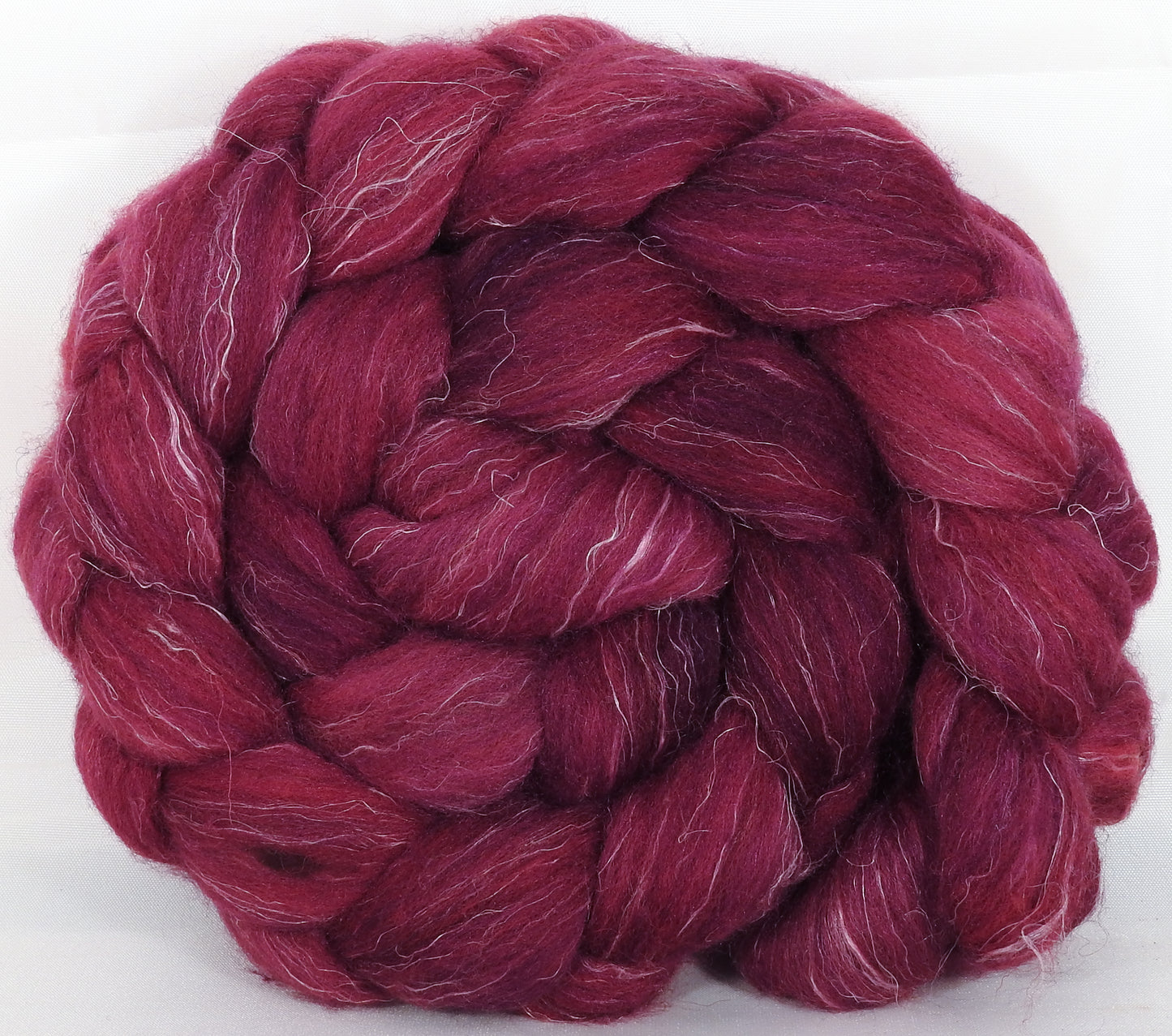 Batt in a Braid #38 - Sugar Beet - (5.5 oz.)Shetland/ Falkland Merino / tussah silk/ flax (40/25/25/10) - Inglenook Fibers