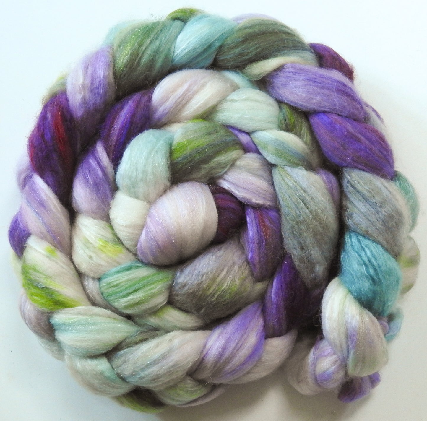 Lady Slipper (5.7 oz) - Batt in a Braid #5 - Merino/ Camel/ silk/ faux cashmere/ firestar (25/25/25/12/12)