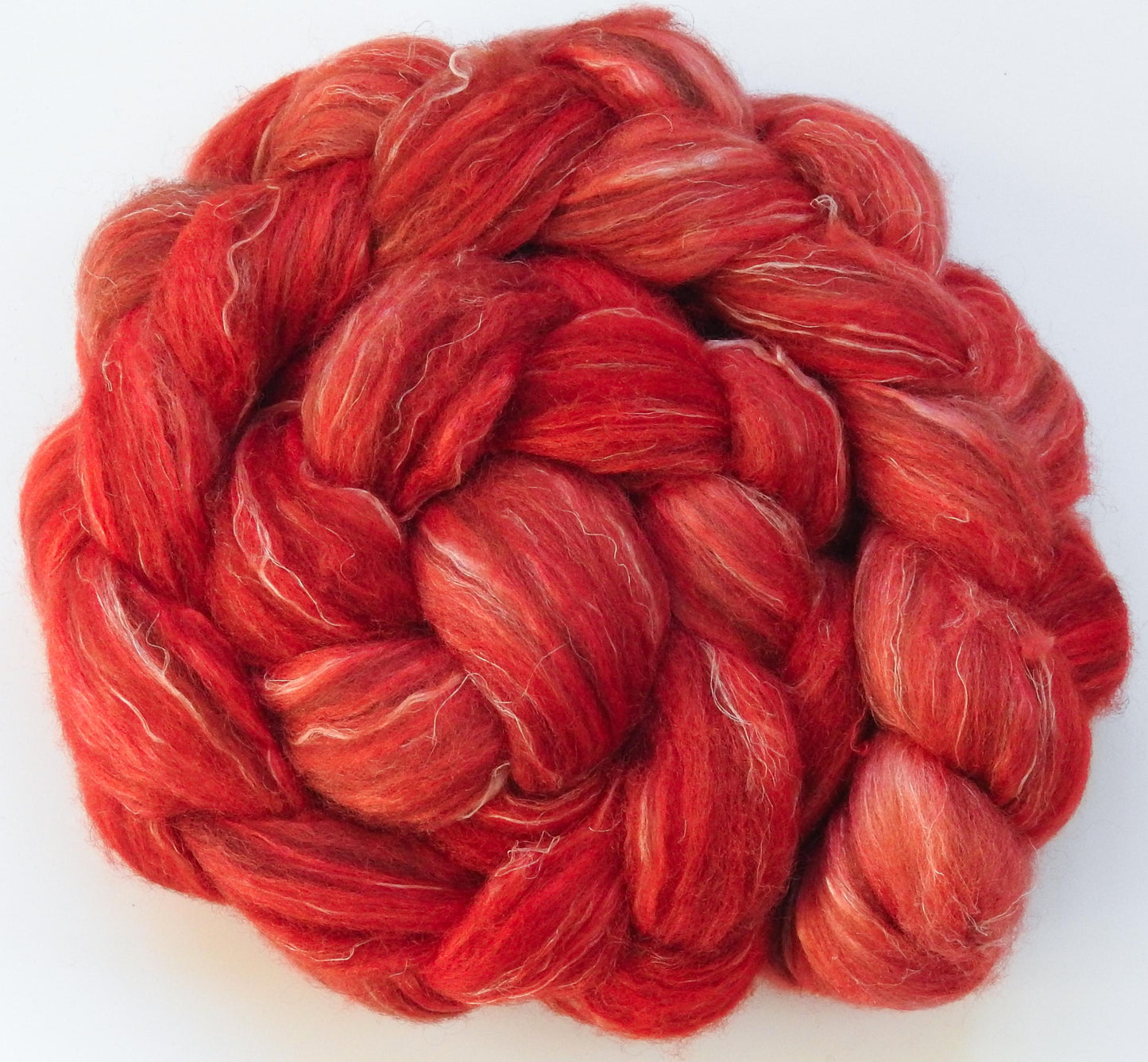 Nasturtium - Batt in a Braid #32 -(5.7 oz) Manx Loaghtan/ Wht Bfl / Tussah Silk/ Flax( 30/30/30/10)