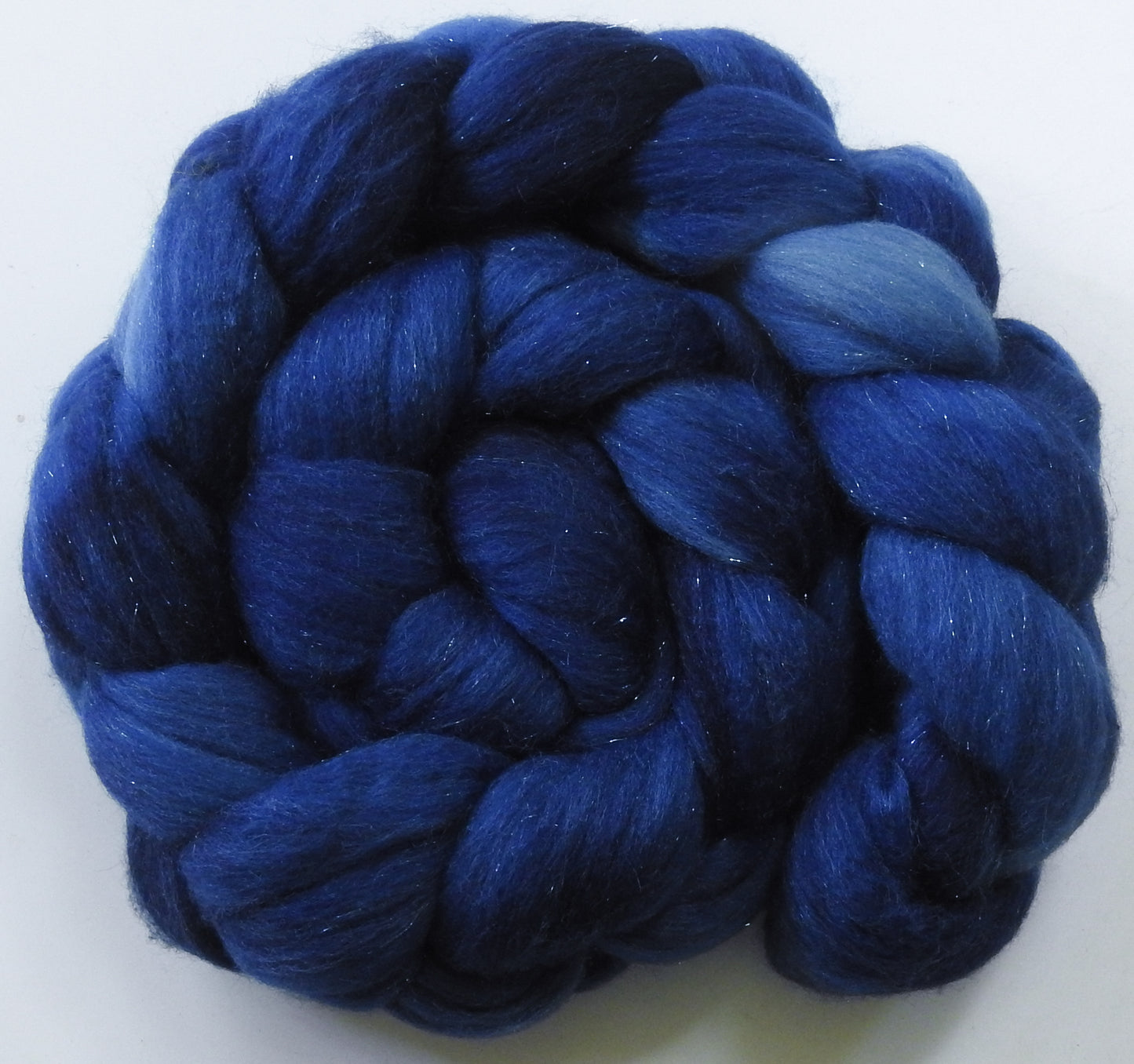 Lights Out - Batt in a Braid #58-(5.2 oz) Superfine Merino/ Tussah silk/ Gold Stellina(65/25/10)