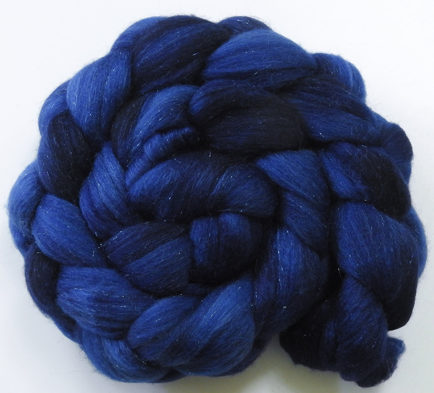 Lights Out - Batt in a Braid #58-(5.2 oz) Superfine Merino/ Tussah silk/ Gold Stellina(65/25/10)