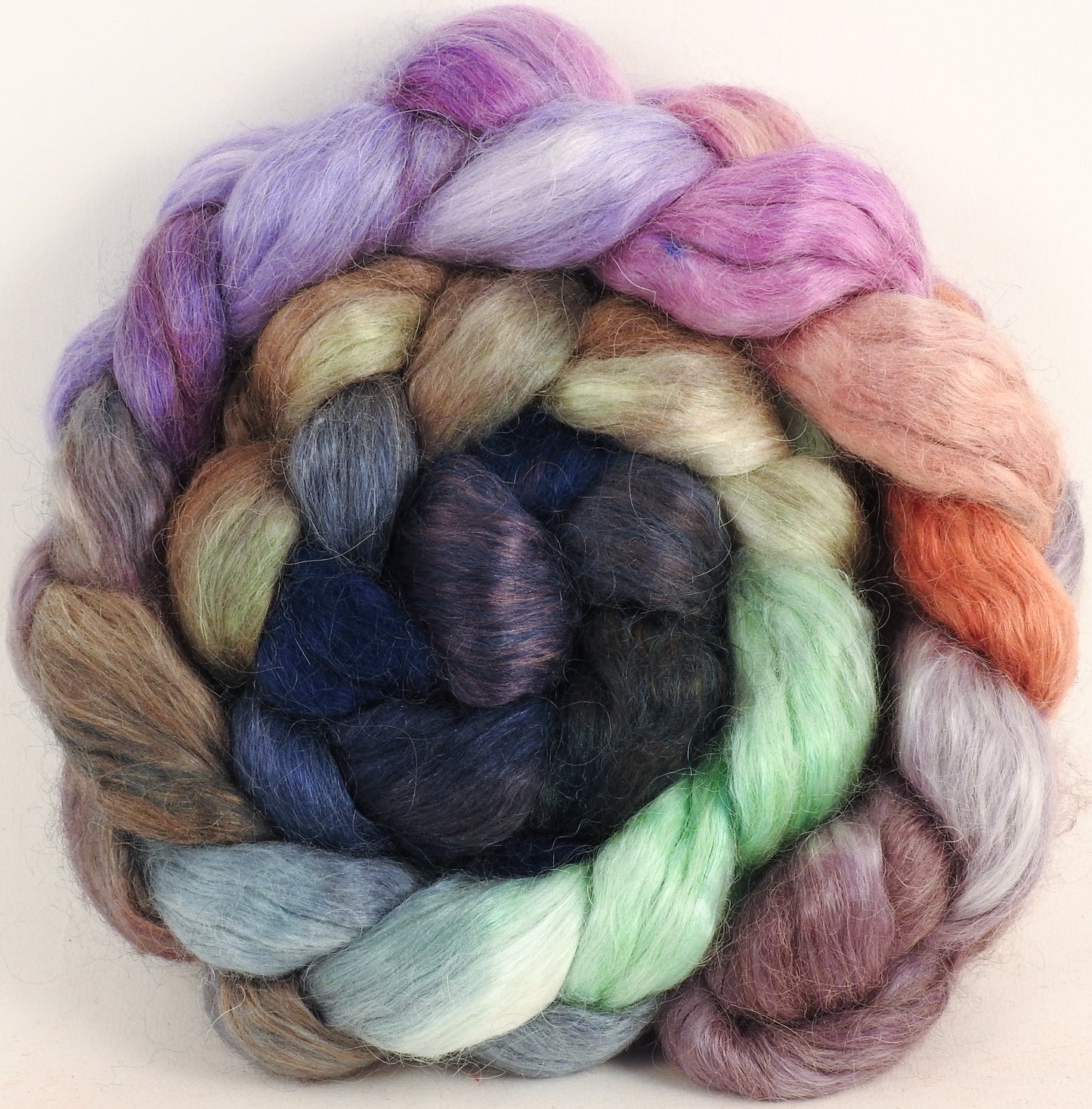 Hand-dyed wensleydale/ mulberry silk roving ( 65/35) - White Nights- (5.4 oz.)
