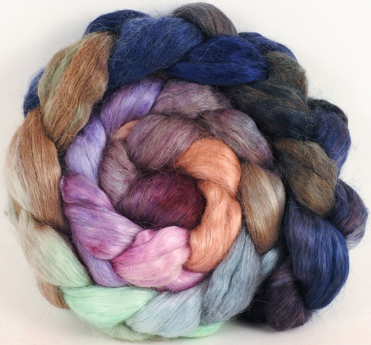Hand-dyed wensleydale/ mulberry silk roving ( 65/35) - White Nights- (5.4 oz.)