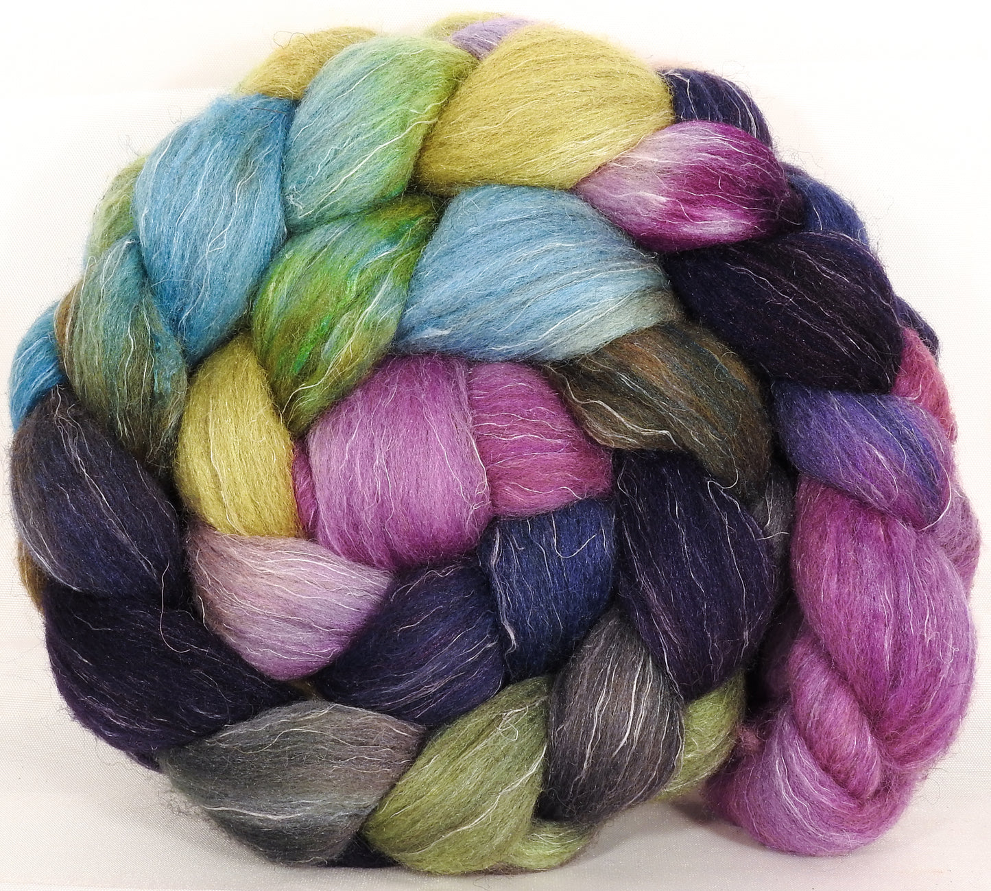 Batt in a Braid #38 - Thursday Next - (5.5 oz.)Shetland/ Falkland Merino / tussah silk/ flax (40/25/25/10) - Inglenook Fibers