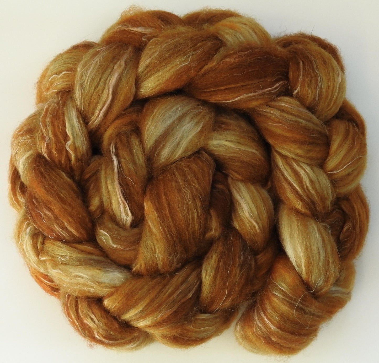 Honeycomb (5.7 oz) - Batt in a Braid #32 - Manx Loaghtan/ Wht Bfl / Tussah Silk/ Flax( 30/30/30/10)