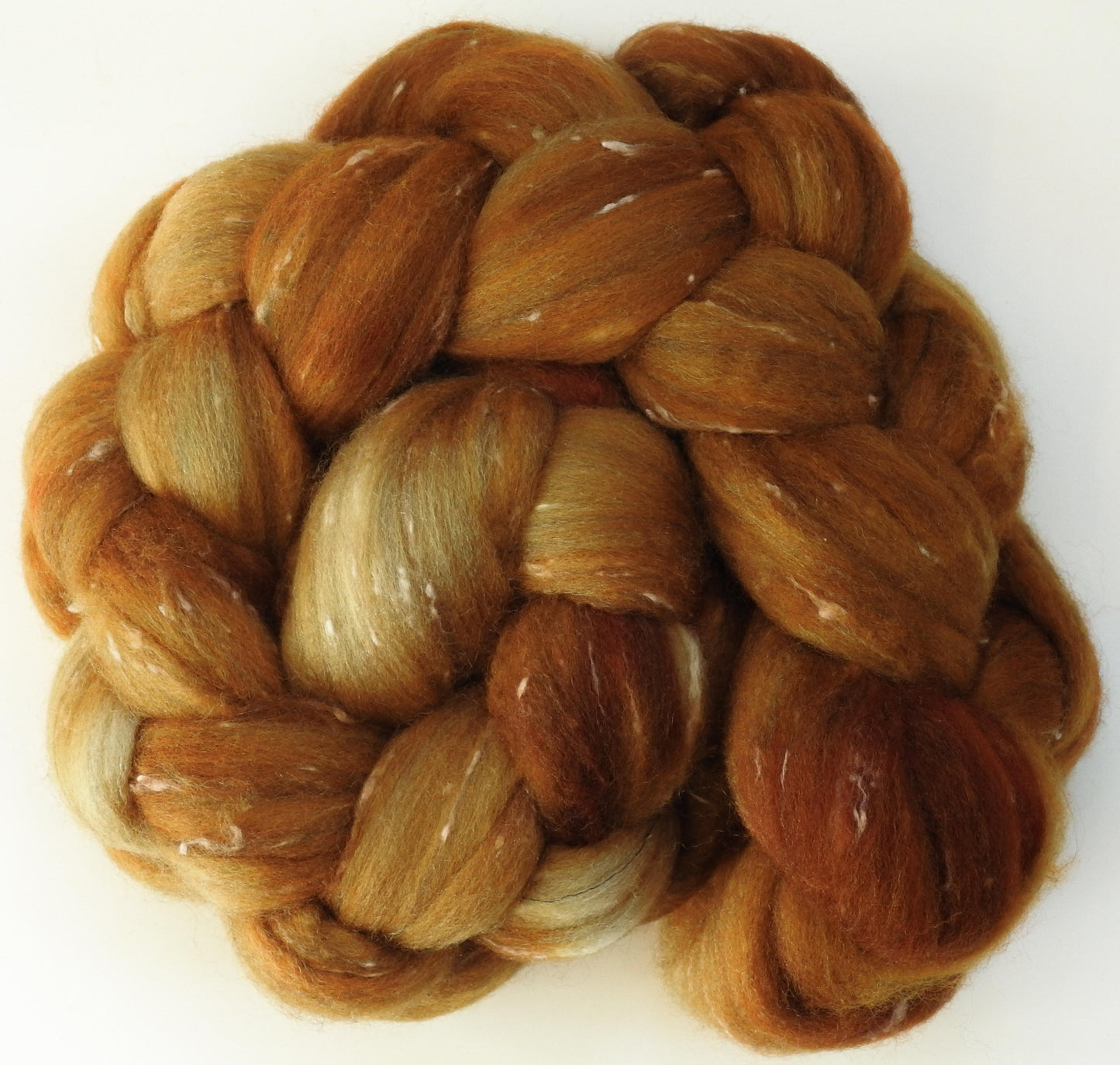 Honeycomb (4.4 oz) - Batt in a Braid #42 - Polwarth/ Tweed Blend / Peduncle&Tussah Silk( 50/25/25)