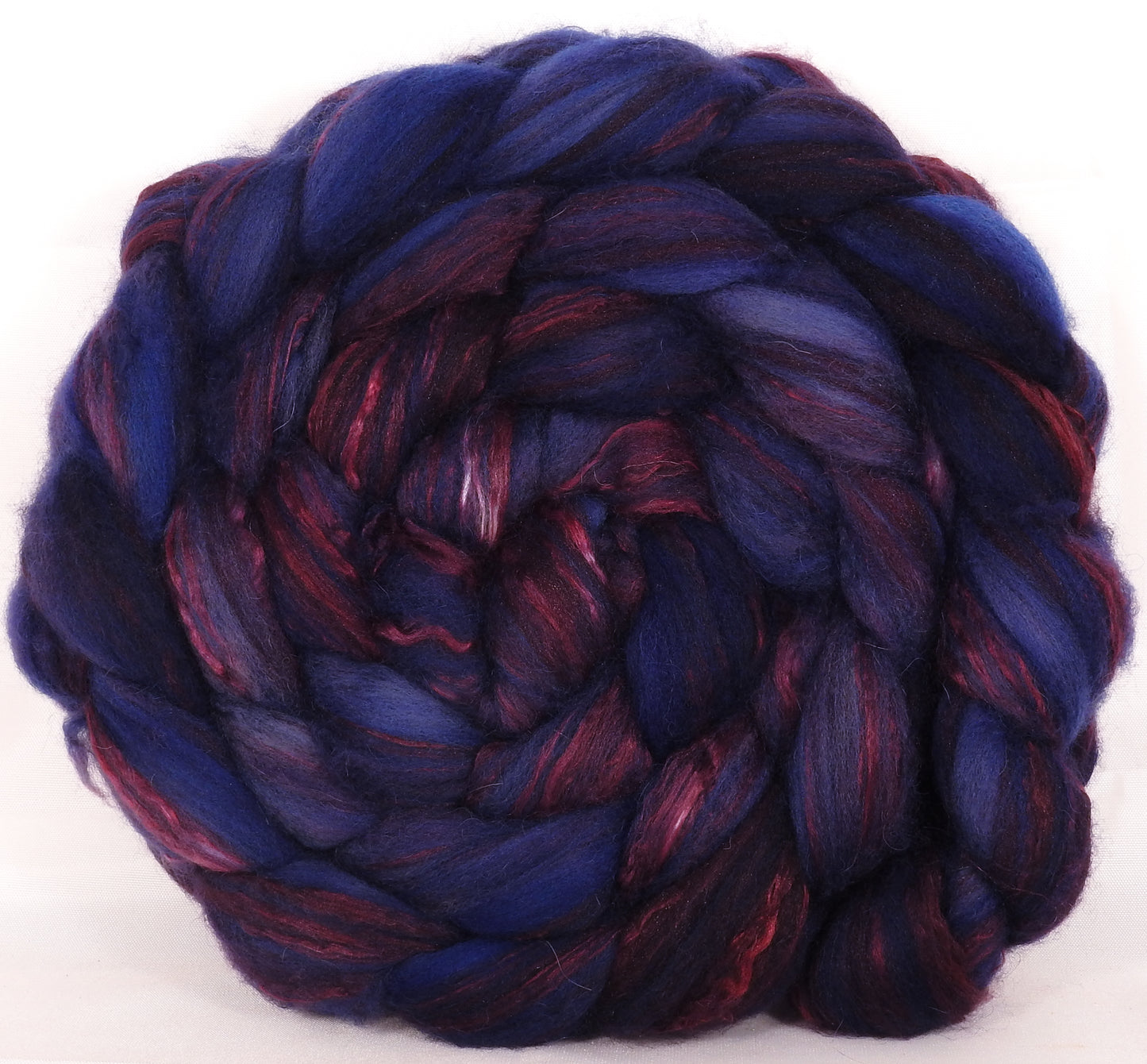 Batt in a Braid #5 -Banshee -(5.6 oz.) Merino/ Camel/ silk/ faux cashmere/ firestar (25/25/25/12/12) - Inglenook Fibers