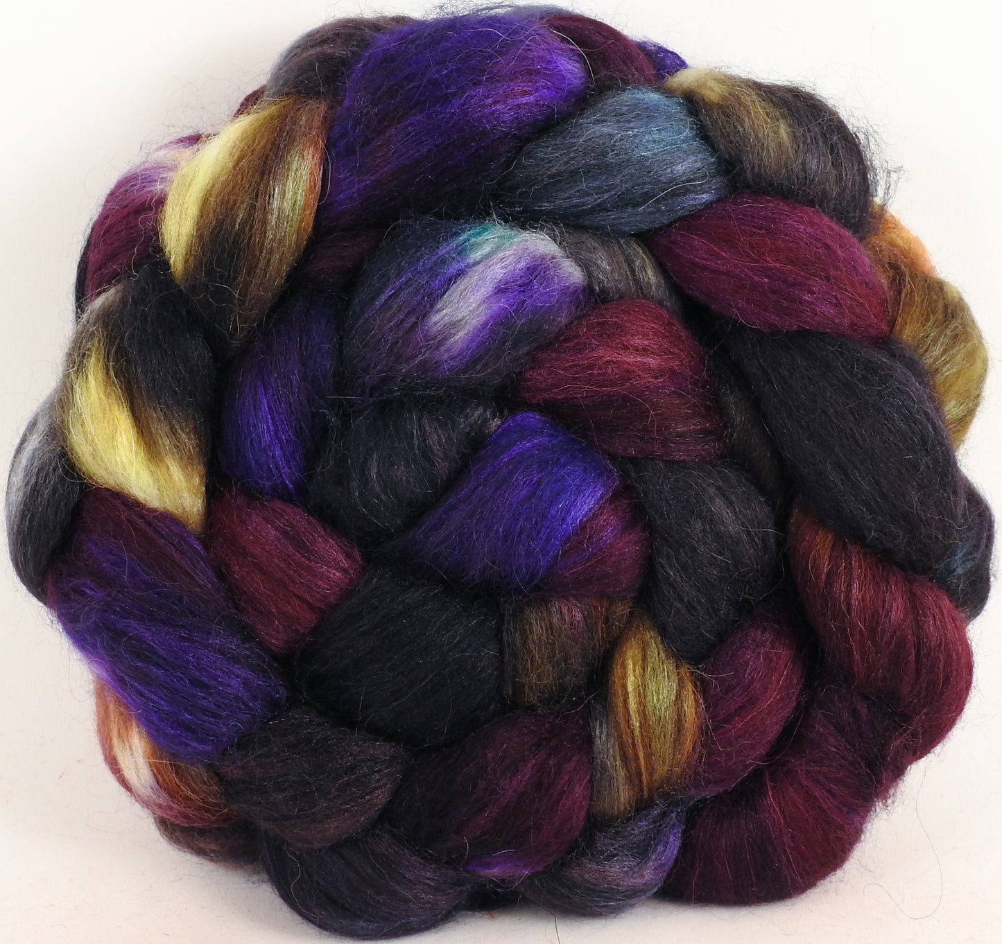 Batt in a Braid #1 - Nuummite -(5.9 oz.) Falkland/ Grey Baby Alpaca/ Tussah Silk/ Firestar (40/25/25/10)