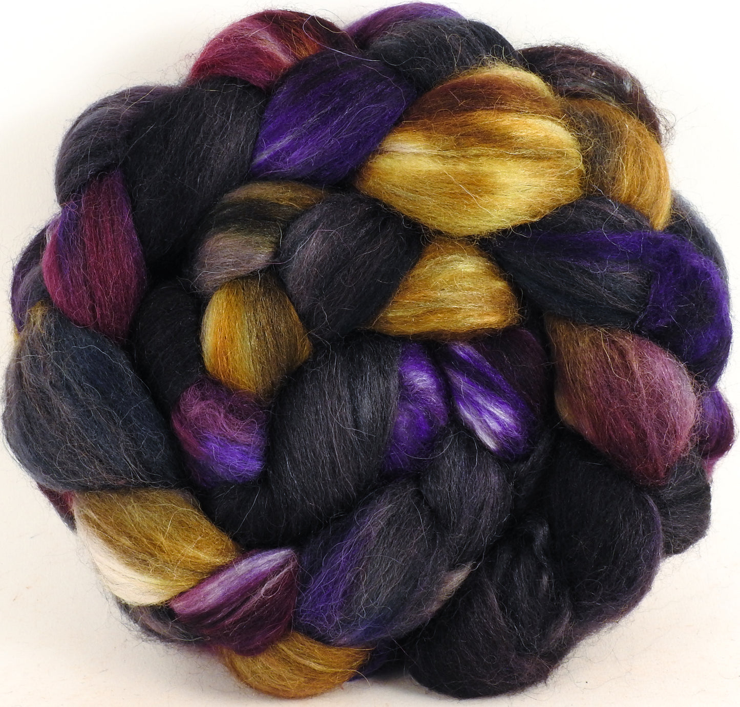 Batt in a Braid #44-Nuummite (5.7 oz) - Southdown/Tussah Silk/Kid Mohair (65/25/10)