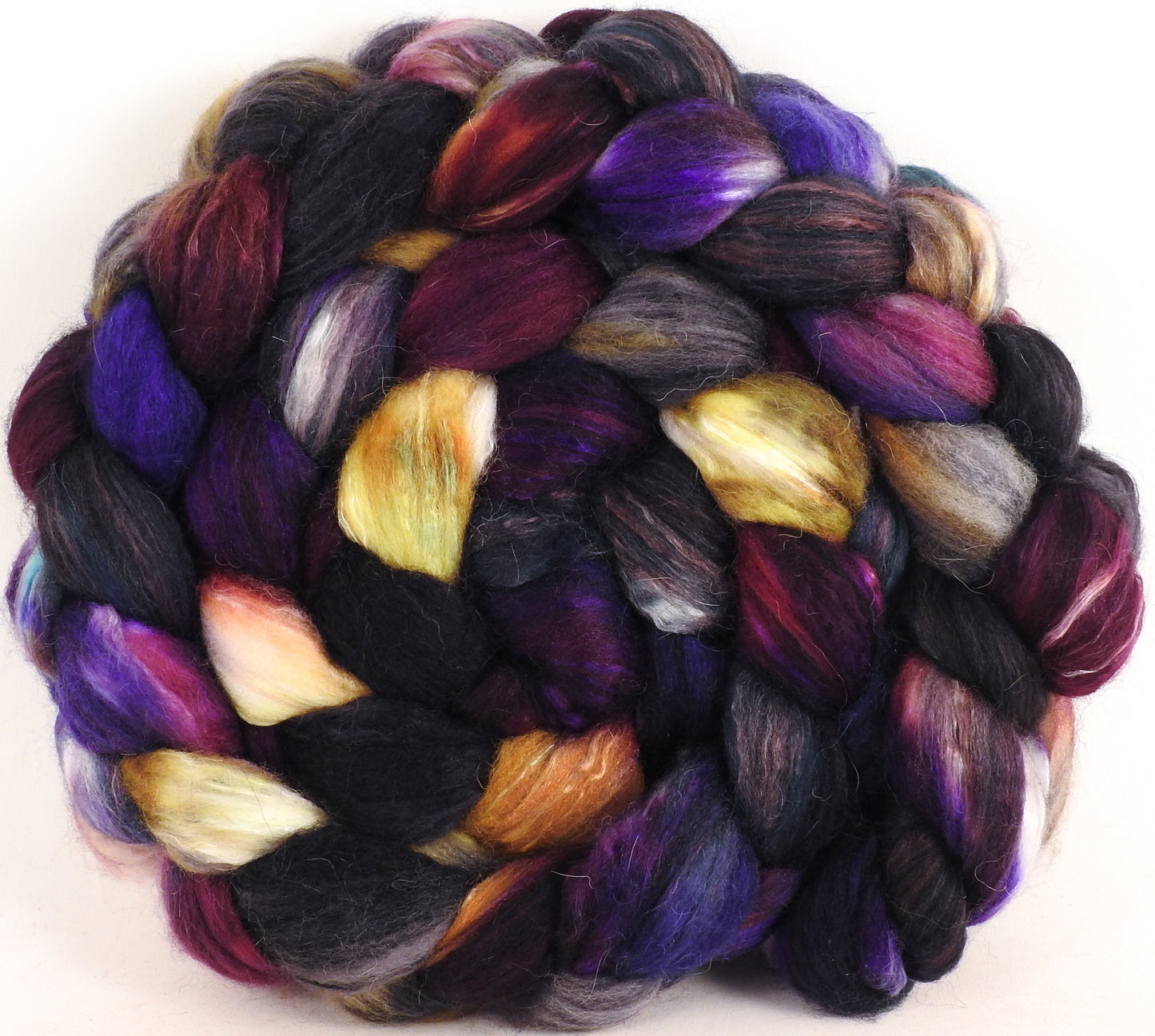 Batt in a Braid #5 -Nuummite -(5.4 oz.) Merino/ Camel/ silk/ faux cashmere/ firestar (25/25/25/12/12)