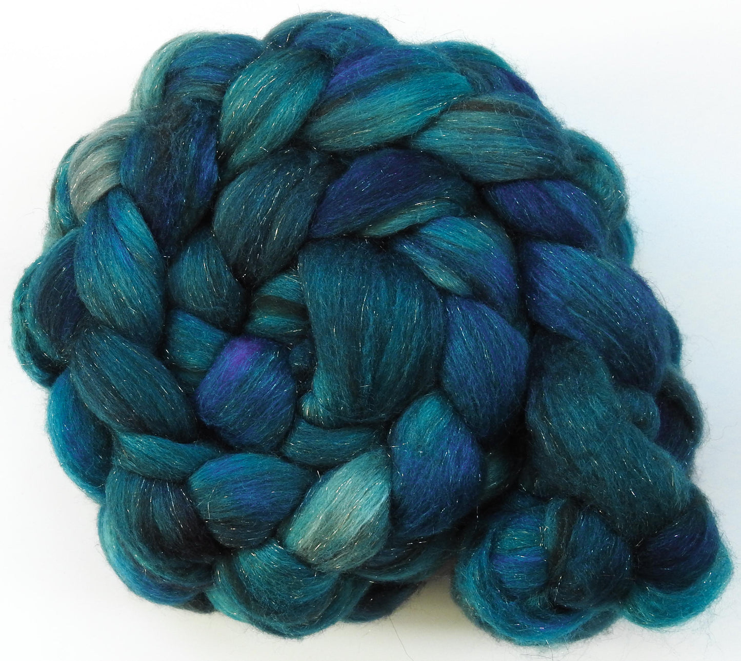 Stellar - (5.1 oz)Glazed Solid- Batt in a Braid #53- YAK/ Tussah silk/ Superfine Merino/Gold Stellina(30/30/30/10)