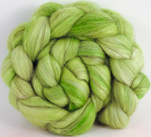 Batt in a Braid #1- Inchworm -(5.5 oz.) Falkland/ Grey Baby Alpaca/ Tussah Silk/ Firestar (40/25/25/10)
