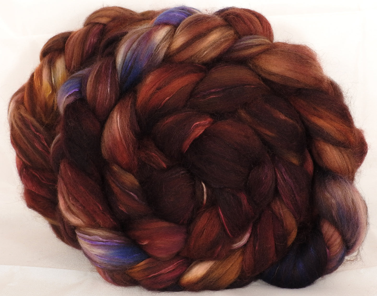 Hand dyed top for spinning - 18.5 mic merino/ camel/ brown alpaca/ mulberry silk/ (40/20/20/20) - Inglenook Fibers