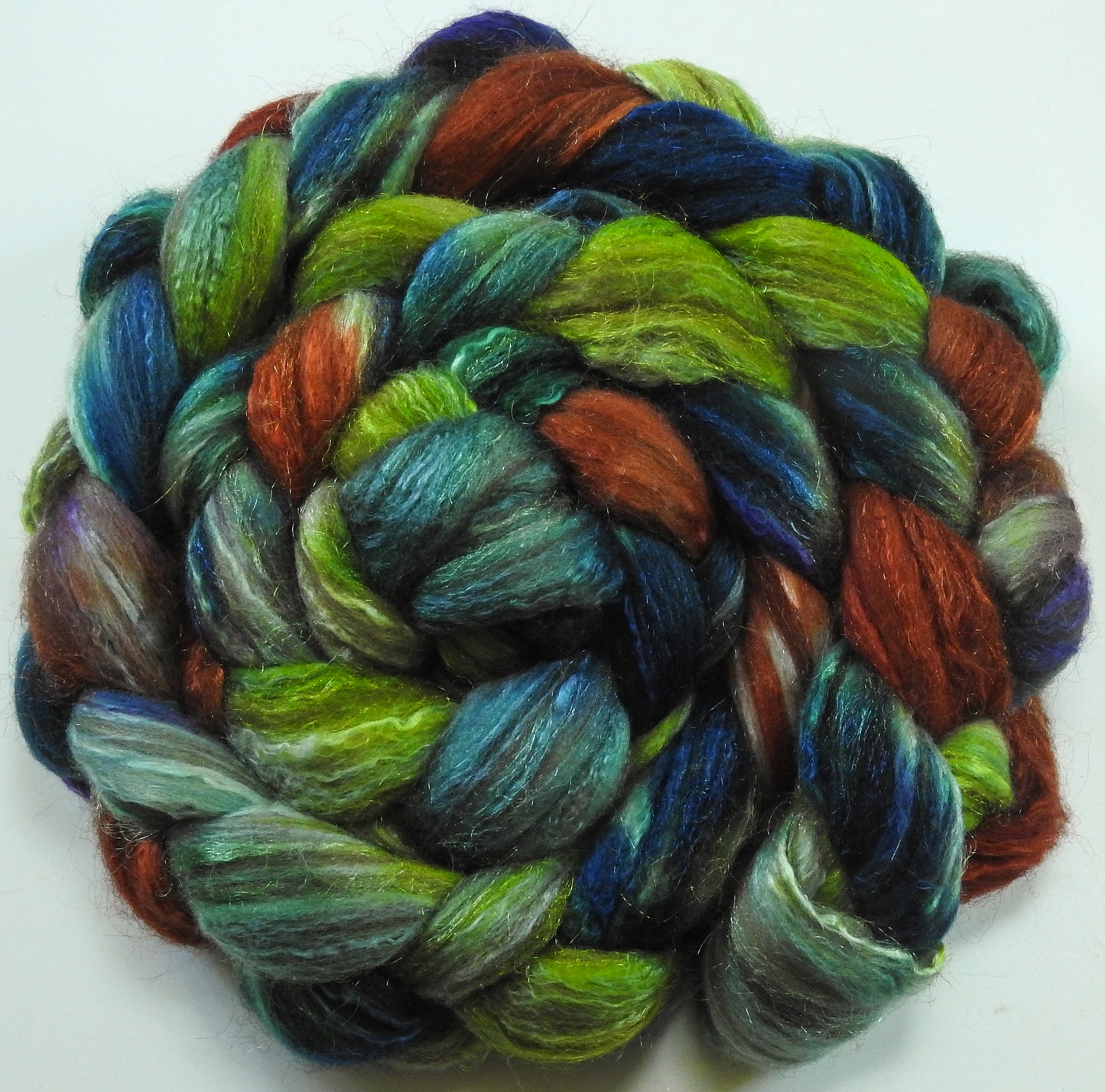 Naturalist (5.8 oz) - Batt in a Braid #7 - Polwarth/ Manx / Mulberry silk/ Firestar (30/30/30/10)