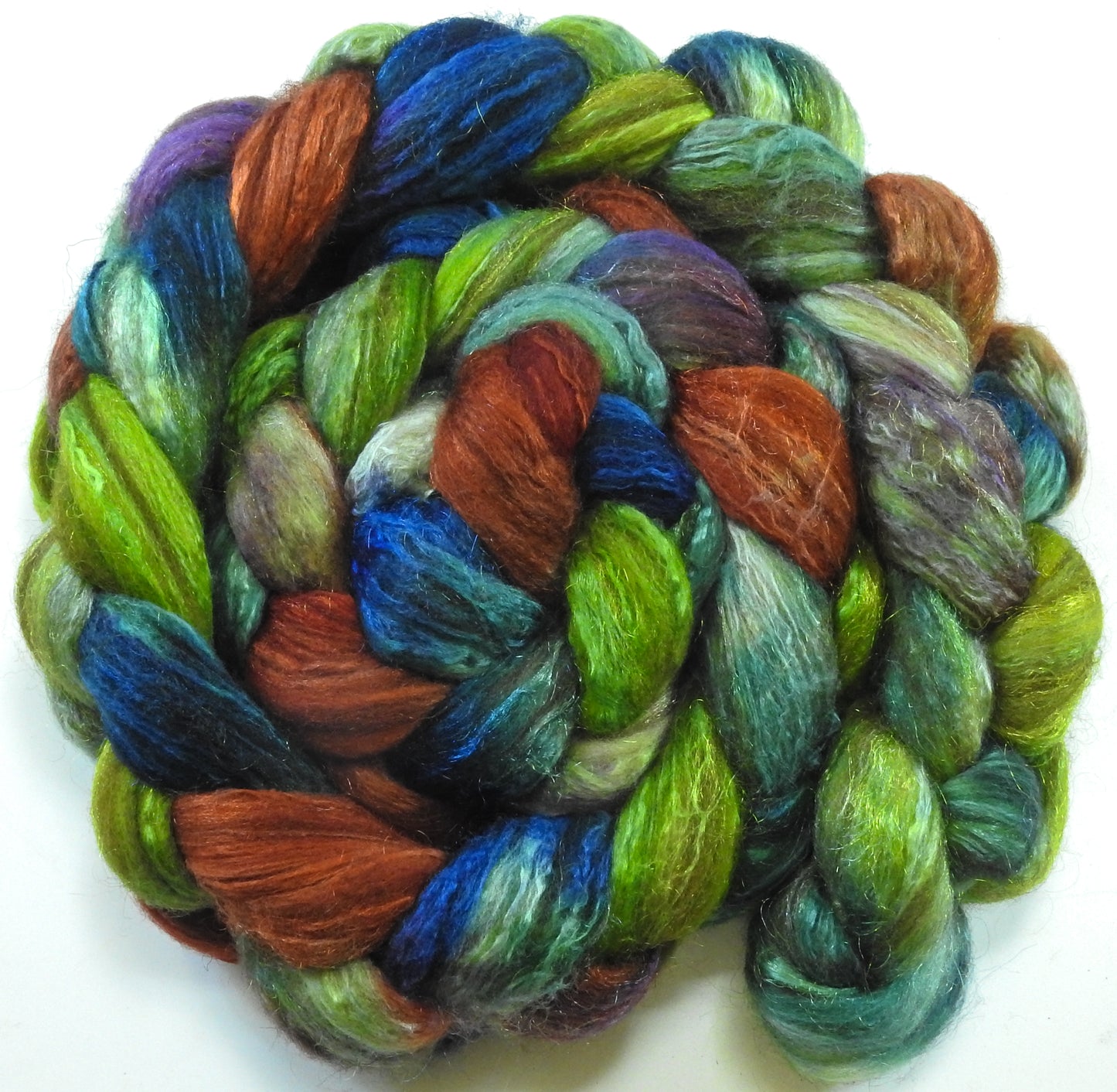 Naturalist (5.8 oz) - Batt in a Braid #7 - Polwarth/ Manx / Mulberry silk/ Firestar (30/30/30/10)
