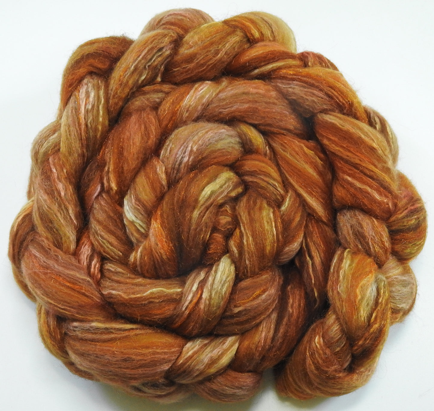 Brickle (5.8 oz) - Batt in a Braid #7 - Polwarth/ Manx / Mulberry silk/ Firestar (30/30/30/10)