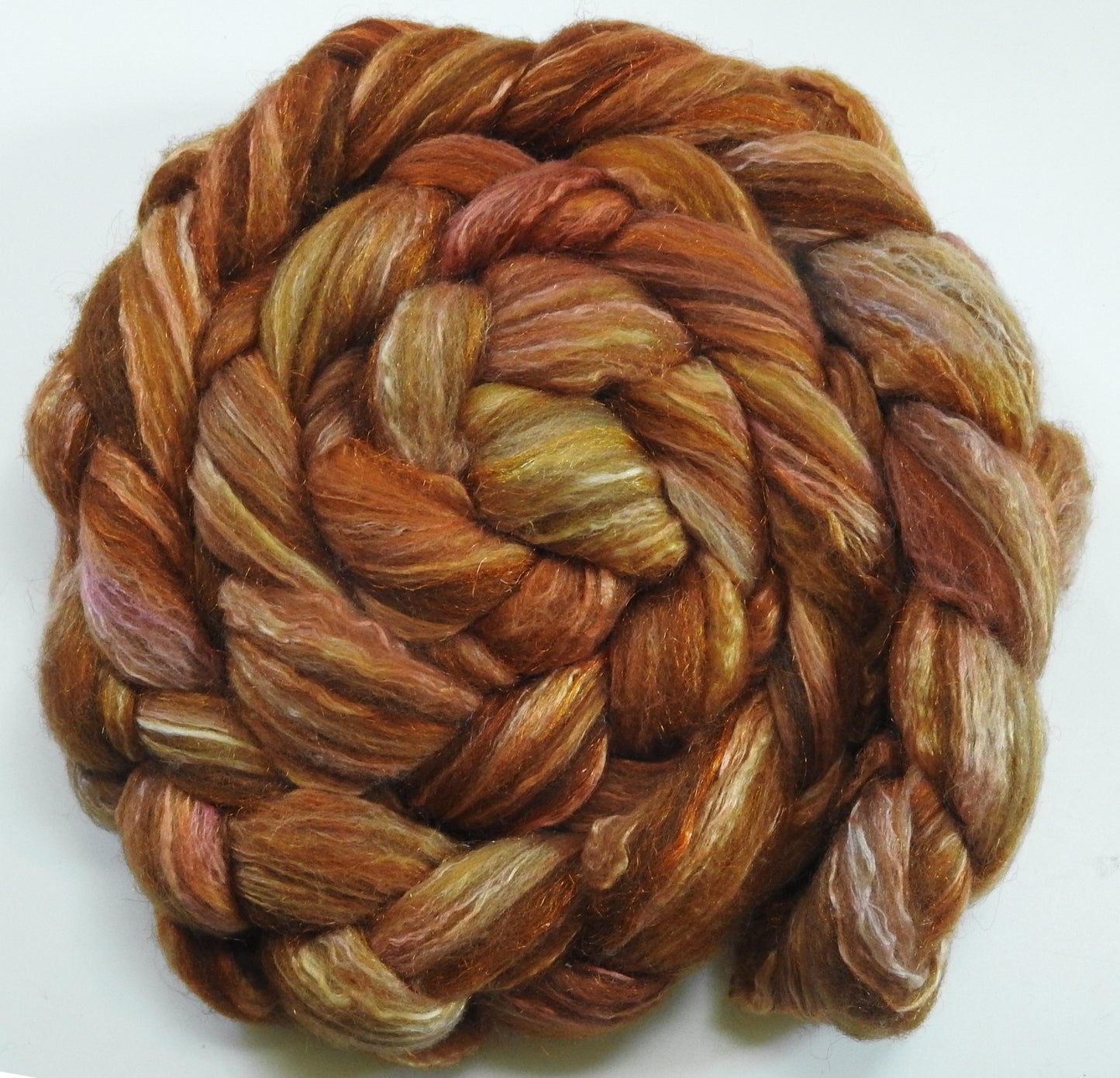 Brickle (5.8 oz) - Batt in a Braid #7 - Polwarth/ Manx / Mulberry silk/ Firestar (30/30/30/10)