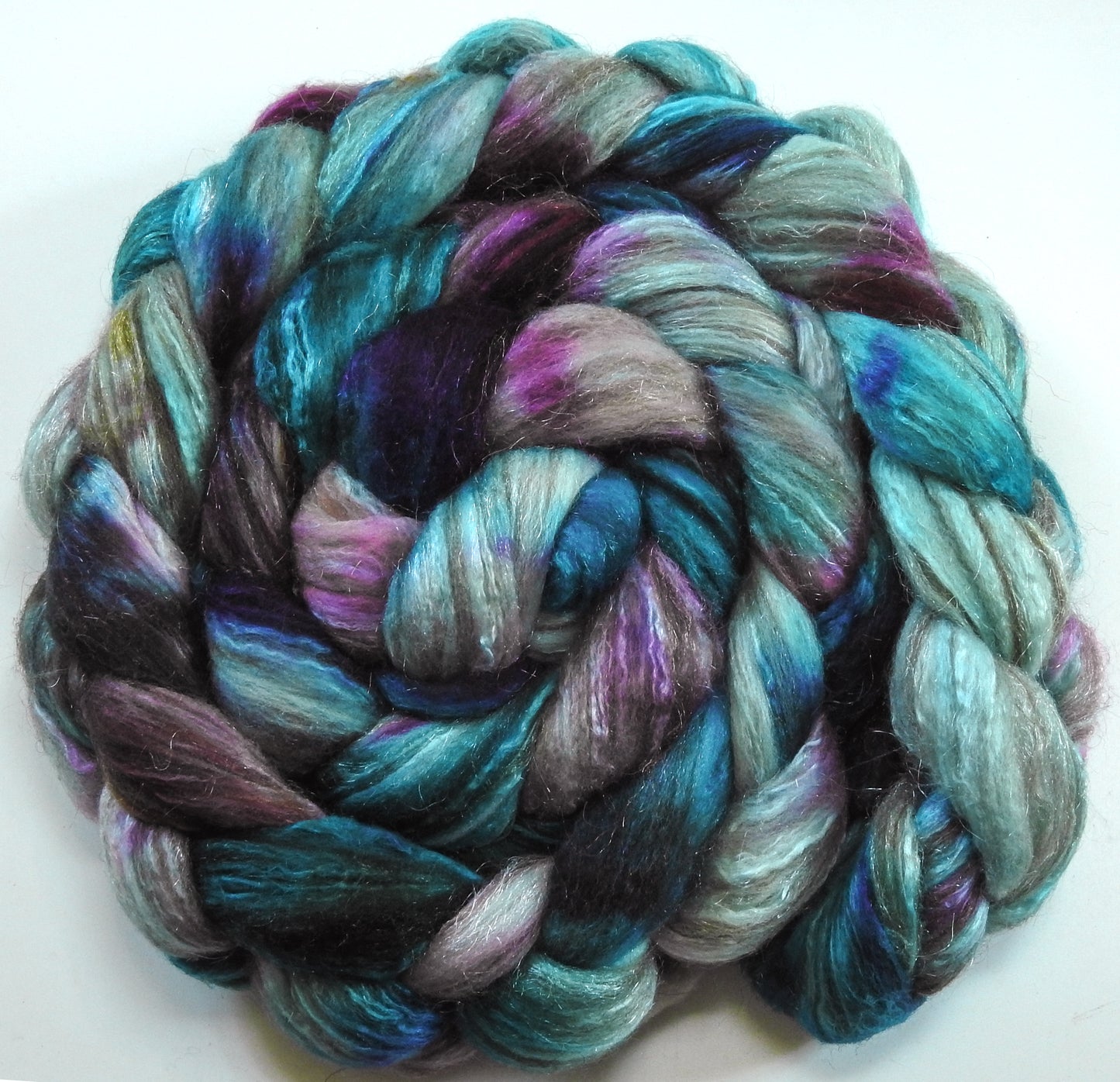 Second Wind (5.7 oz) - Batt in a Braid #7 - Polwarth/ Manx / Mulberry silk/ Firestar (30/30/30/10)