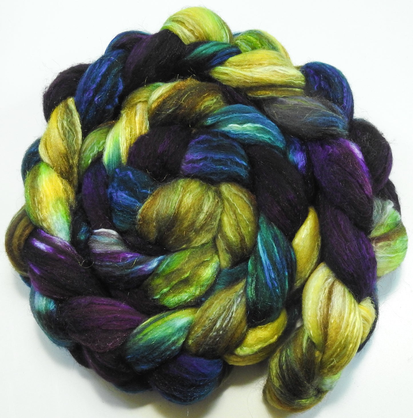 Jewel Beetle (5.9 oz) - Batt in a Braid #7 - Polwarth/ Manx / Mulberry silk/ Firestar (30/30/30/10)