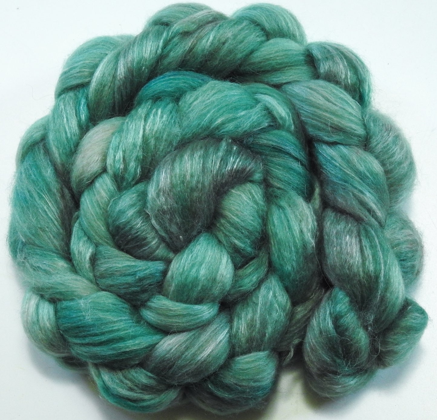 Altitude (5.2 oz) Batt in a Braid #57- Camel/Baby Alpaca/Mint fiber (50/25/25)