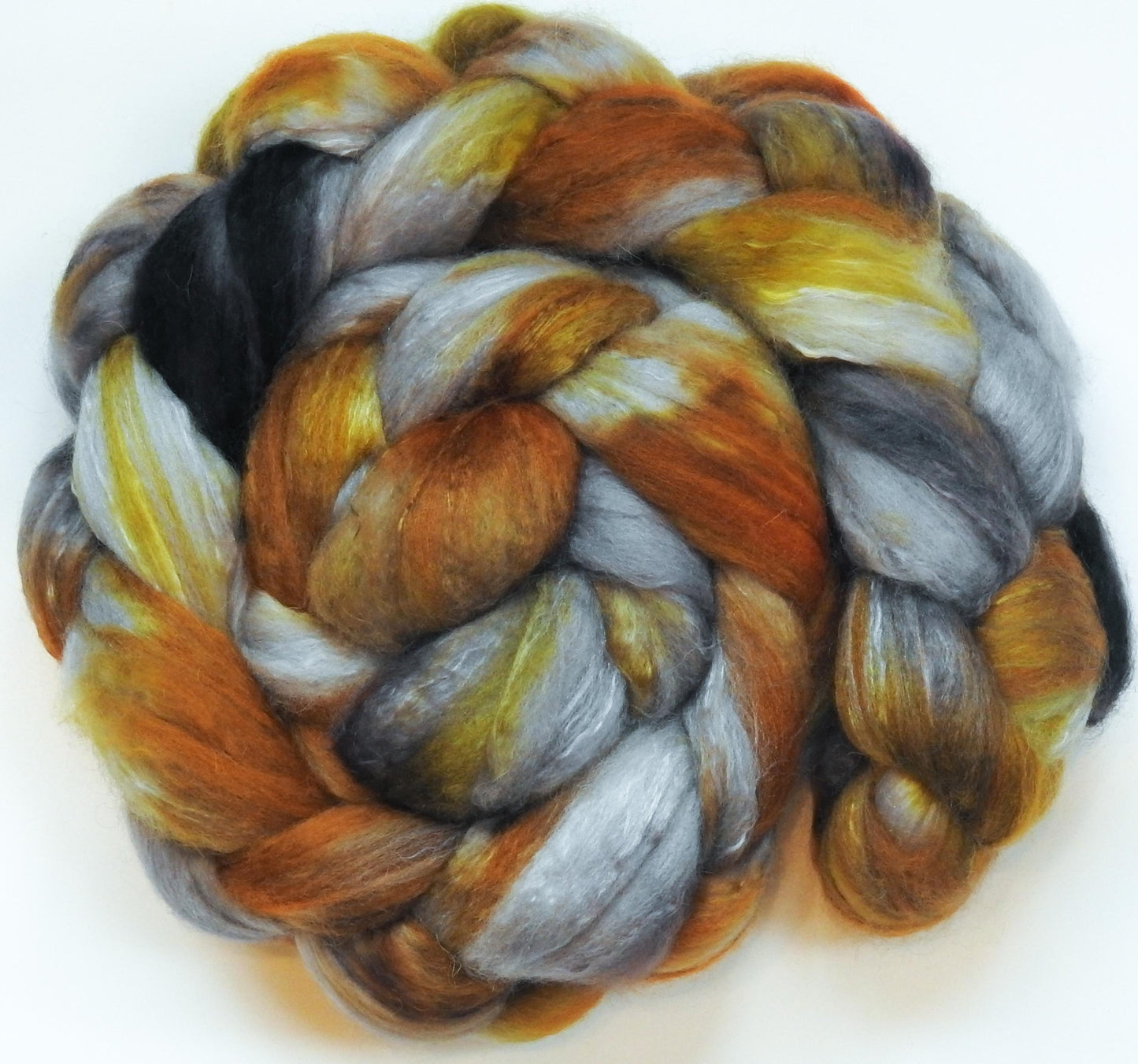 Metallurgy (5.6 oz) -Glazed Solid- Batt in a Braid #5- Merino/ Camel/ silk/ faux cashmere/ firestar (25/25/25/12/12)