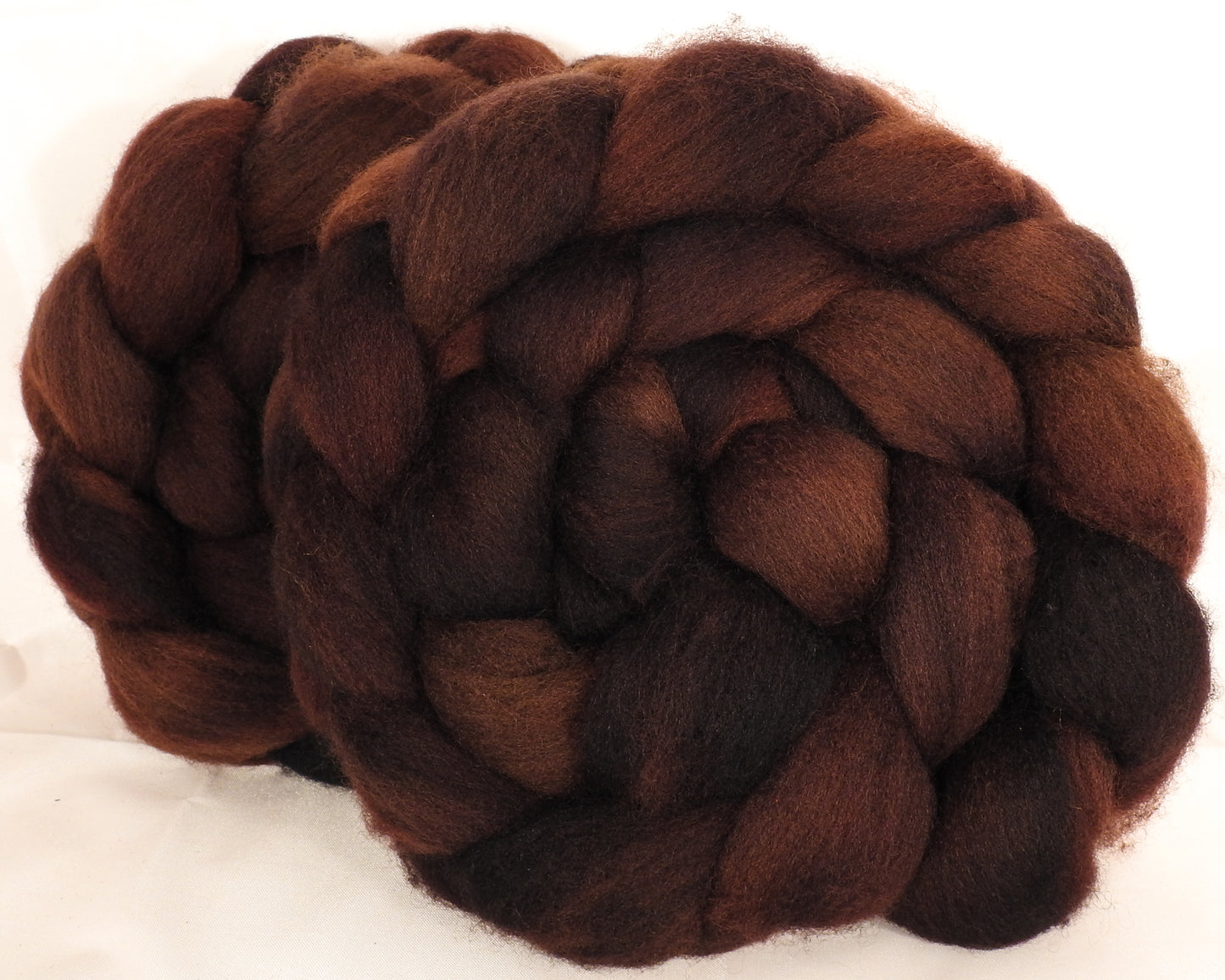 Batt in a Braid #38 -Root Beer - (5.55 oz.)Shetland/ Falkland Merino / tussah silk/ flax (40/25/25/10) - Inglenook Fibers