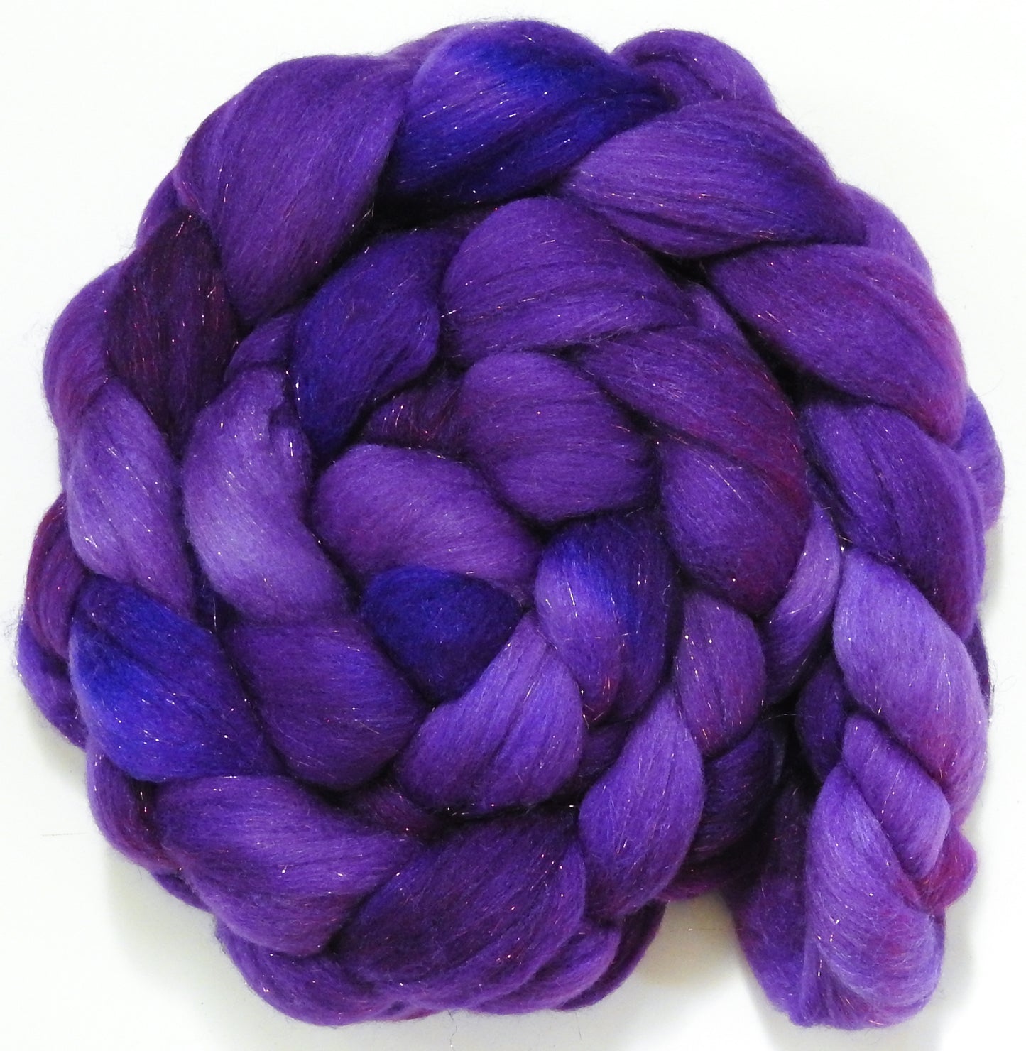 Byzantium -(5.2 oz) Batt in a Braid #58-Superfine Merino/ Tussah silk/ Gold Stellina(65/25/10)