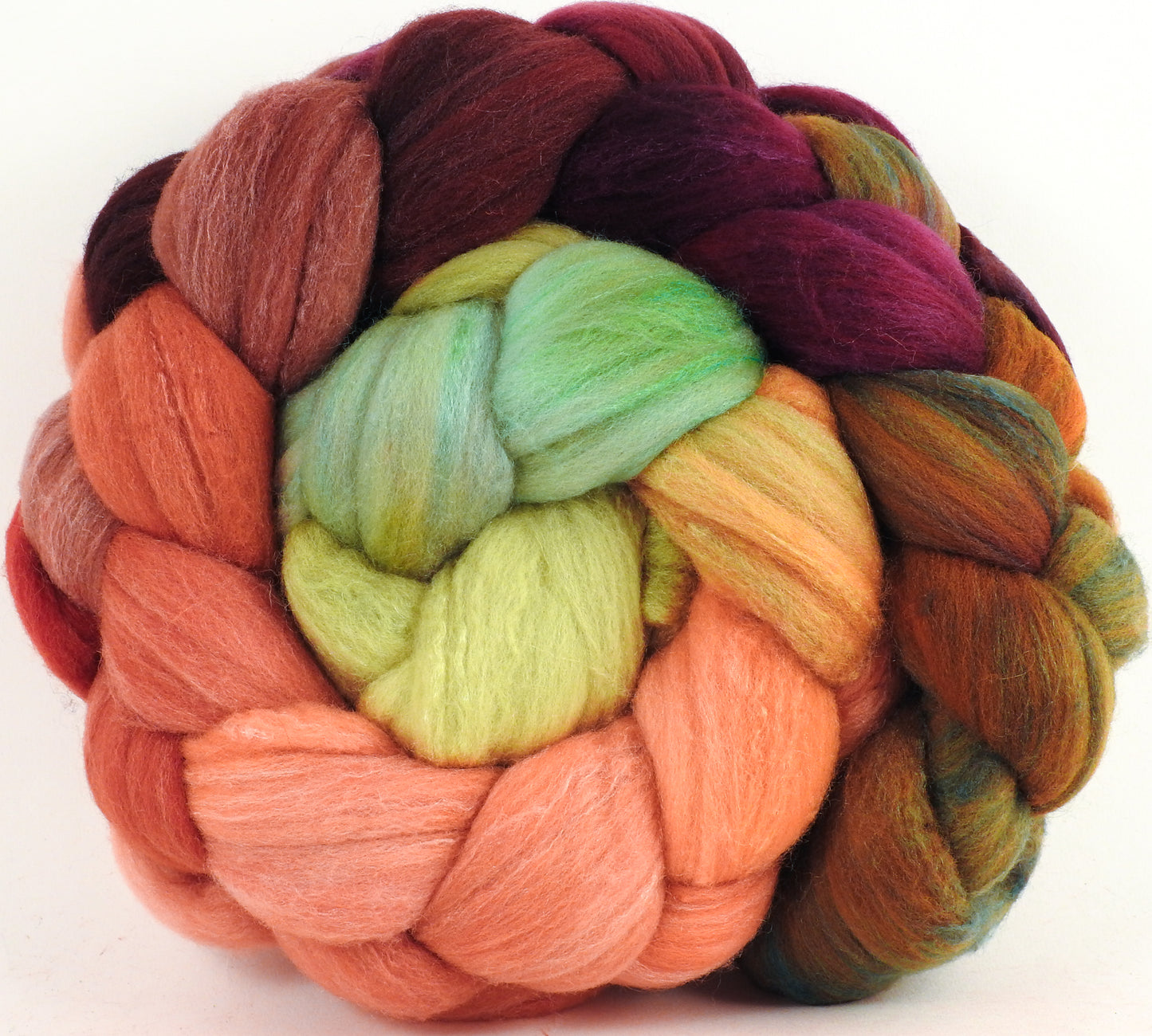 Hand dyed top for spinning - Icelandic Poppies (5.4 oz.) Rambouillet /tussah silk (75/25)