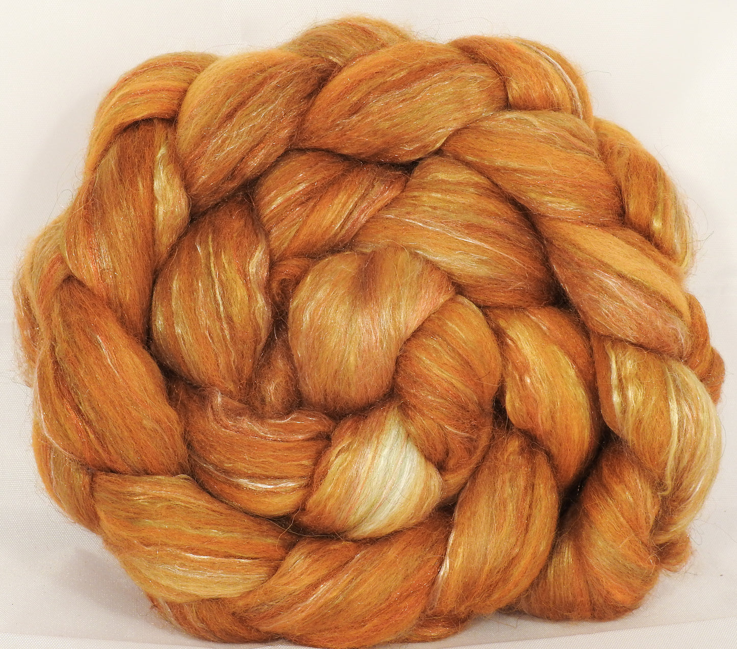 Batt in a Braid #31-Honeycomb -( 5.9 oz. ) - Polwarth/ Mulberry Silk / Baby Alpaca / Rainbow Firestar/ Tencel( 40/25/15/10/10) - Inglenook Fibers