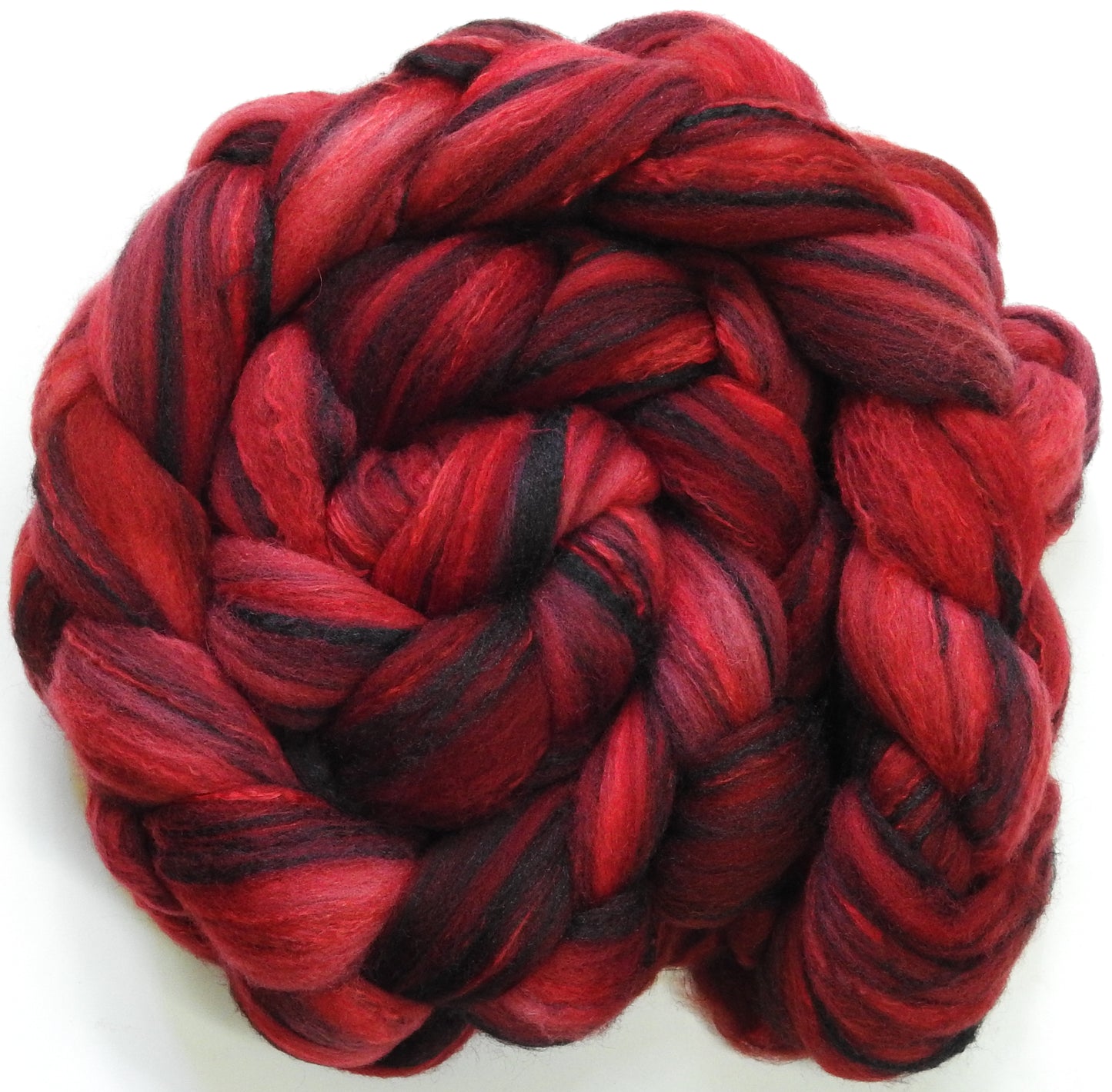 Poppy - 5.5 oz - Batt in a Braid #30- Charollais/ Rambouillet / Black tussah /Mulberry silk (40/40/10/10)