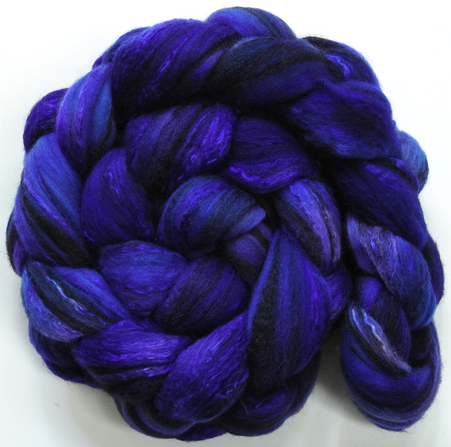 Bilberry - Batt in a Braid #30- Charollais/ Rambouillet / Black tussah /Mulberry silk (40/40/10/10)