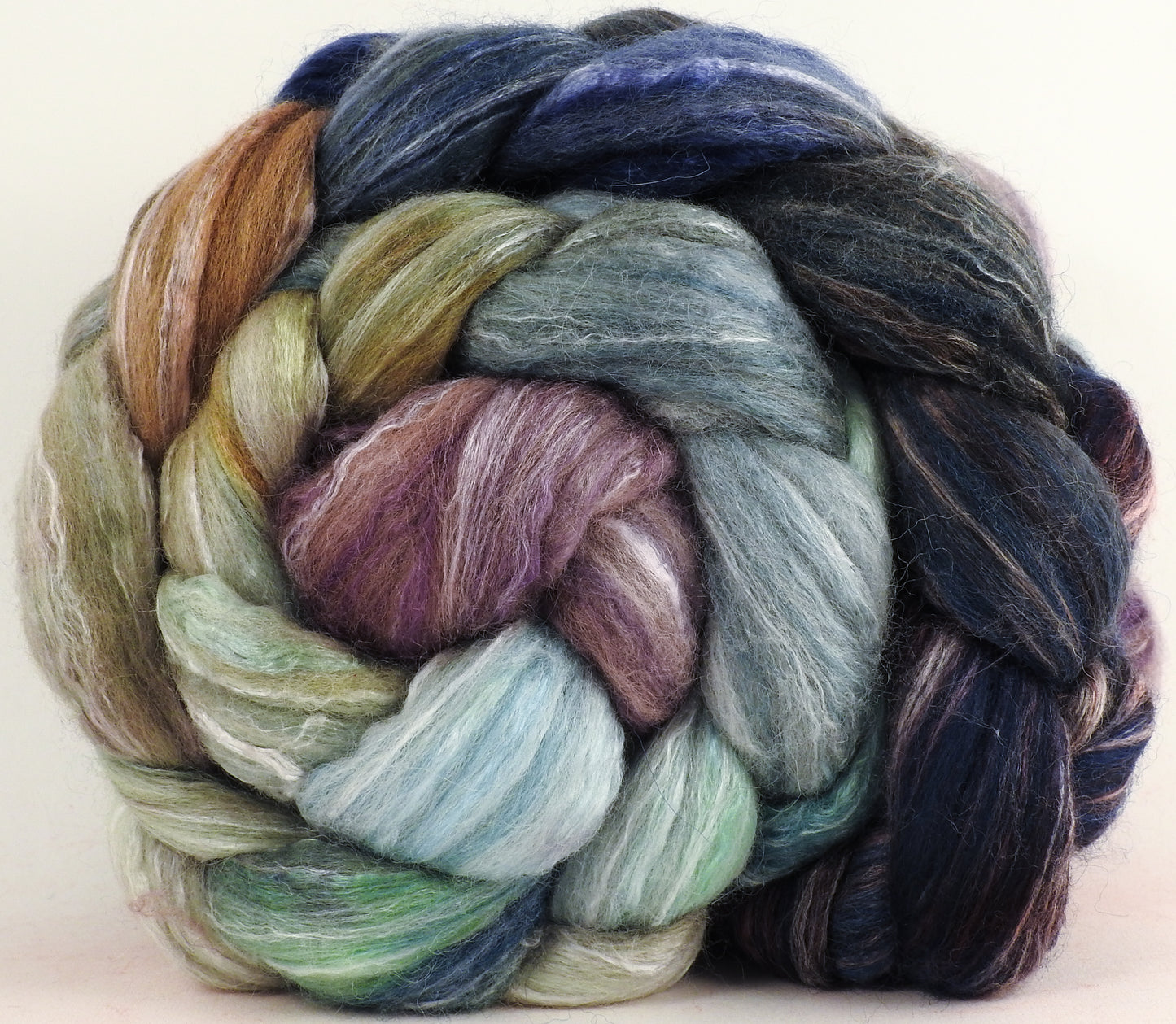 Batt in a Braid #45 - Downpour - Corriedale/Mulberry Silk/Rose Fiber (60/20/20)