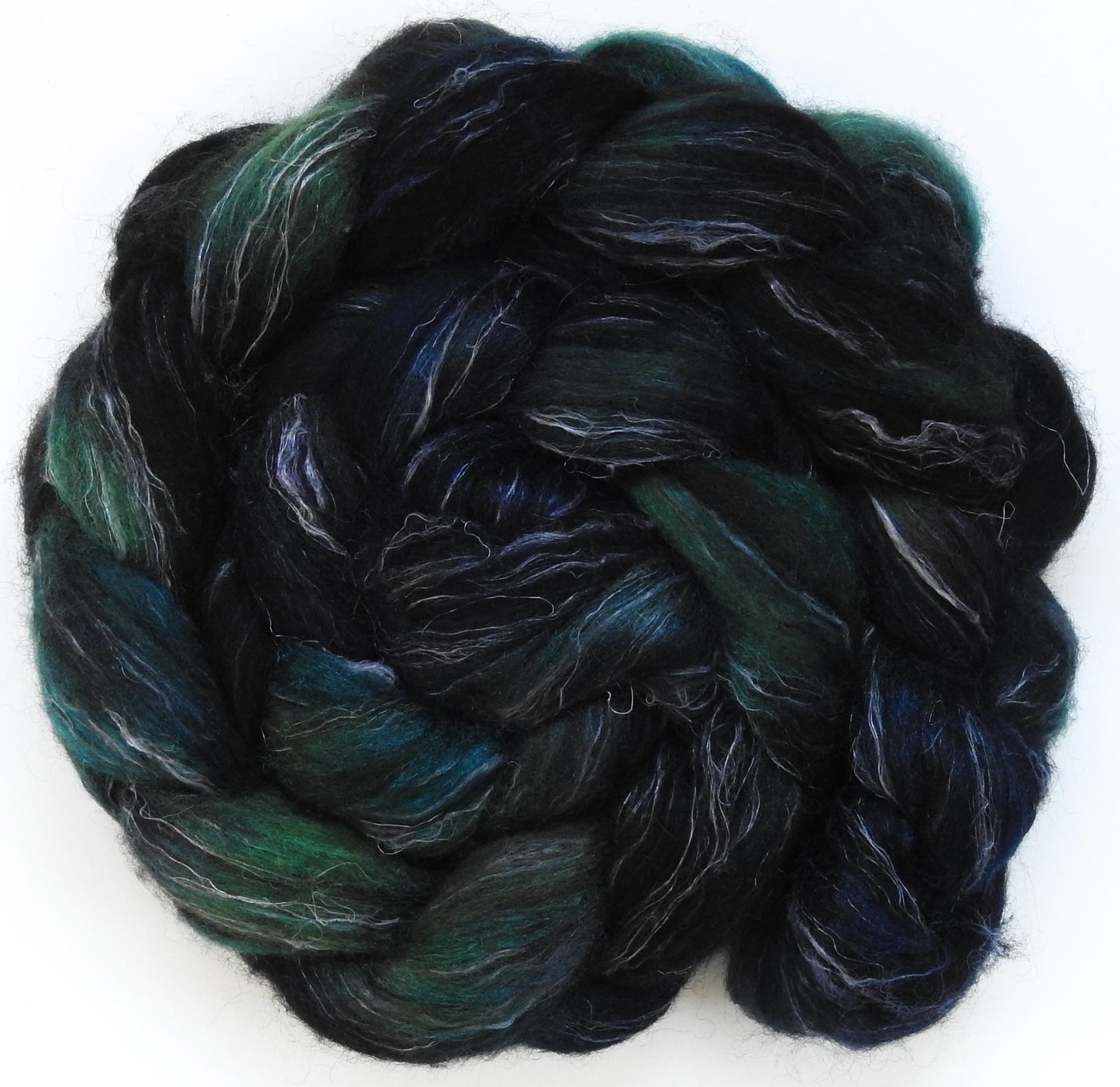 Bat Cave (5.9 oz)-Fusion Series -Batt in a Braid #32- Manx Loaghtan/ Wht Bfl / Tussah Silk/ Flax( 30/30/30/10)