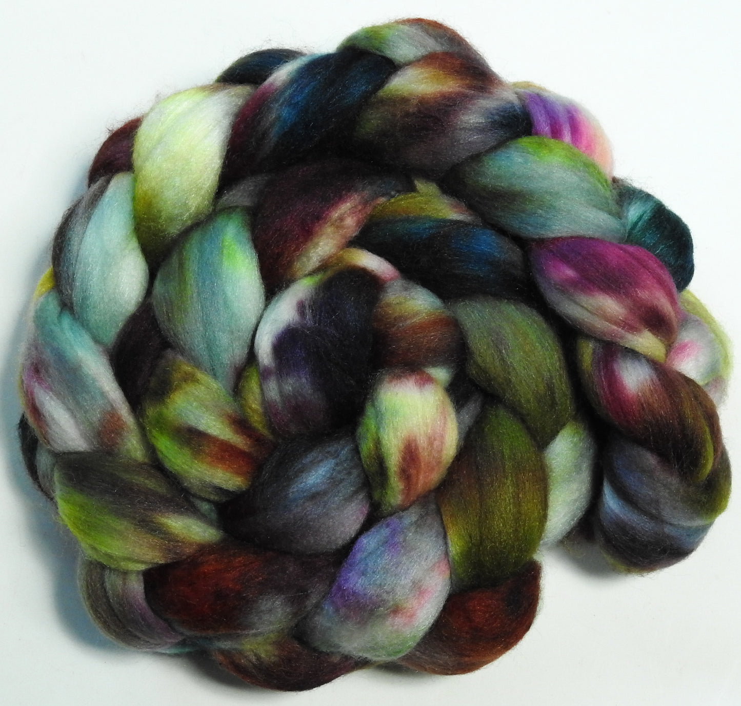 Greenhouse Envy - Batt in a Braid #56- Superfine Merino/Tussah Silk/ Cashmere (60/25/15)