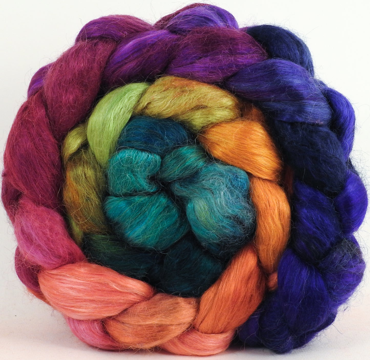 Hand-dyed wensleydale/ mulberry silk roving (65/35) -Yarn Bombing - (5.3 oz.)