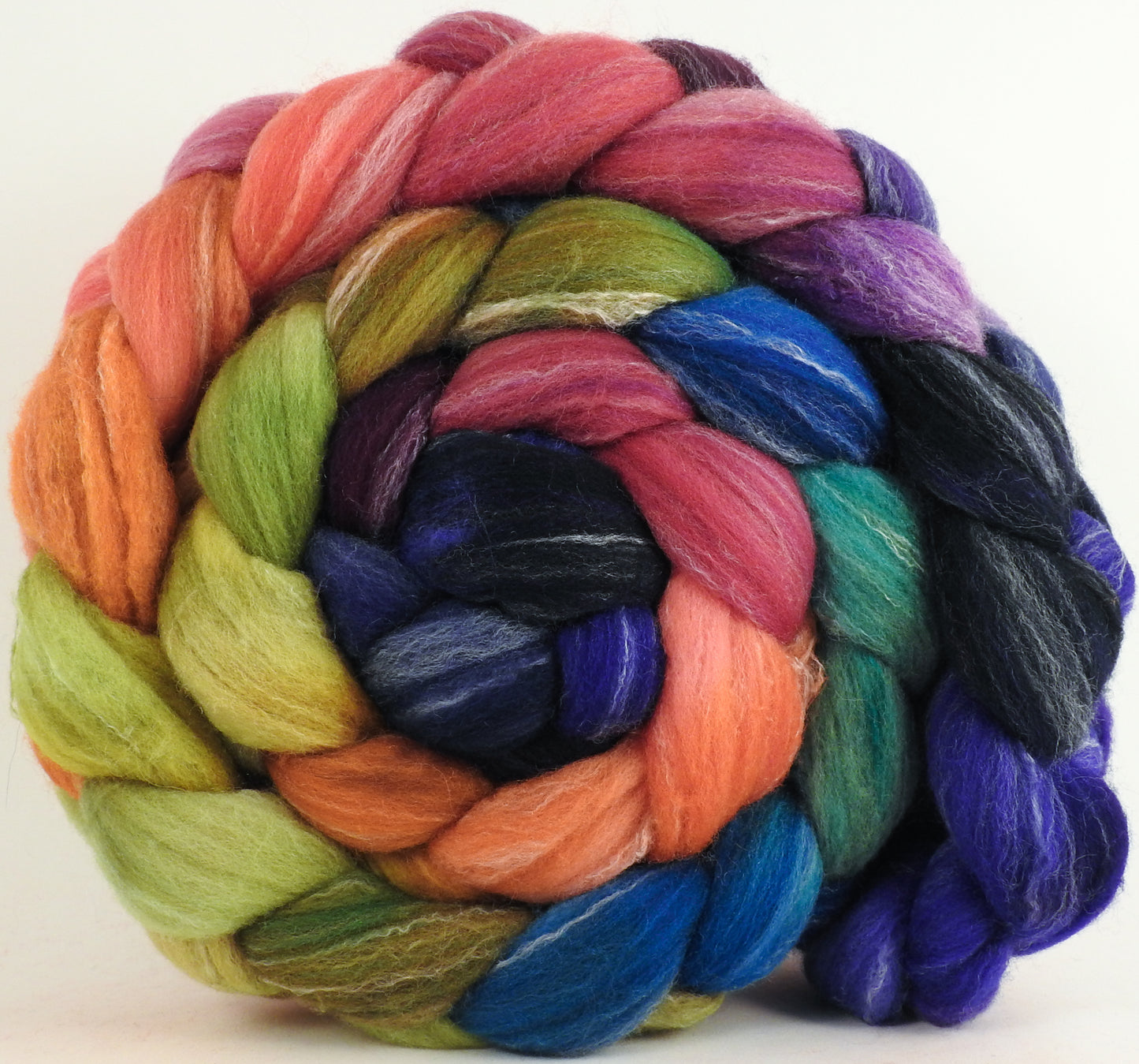 Hand dyed top for spinning - Yarn Bombing -Targhee/silk/ bamboo (80/10/10)