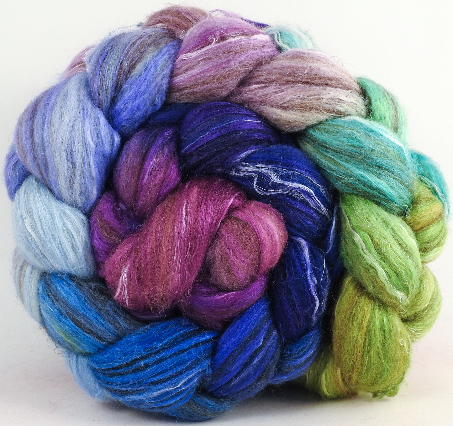 Batt in a Braid #32 -Larkspur - Manx Loaghtan/ Wht Bfl / Tussah Silk/ Flax( 30/30/30/10)
