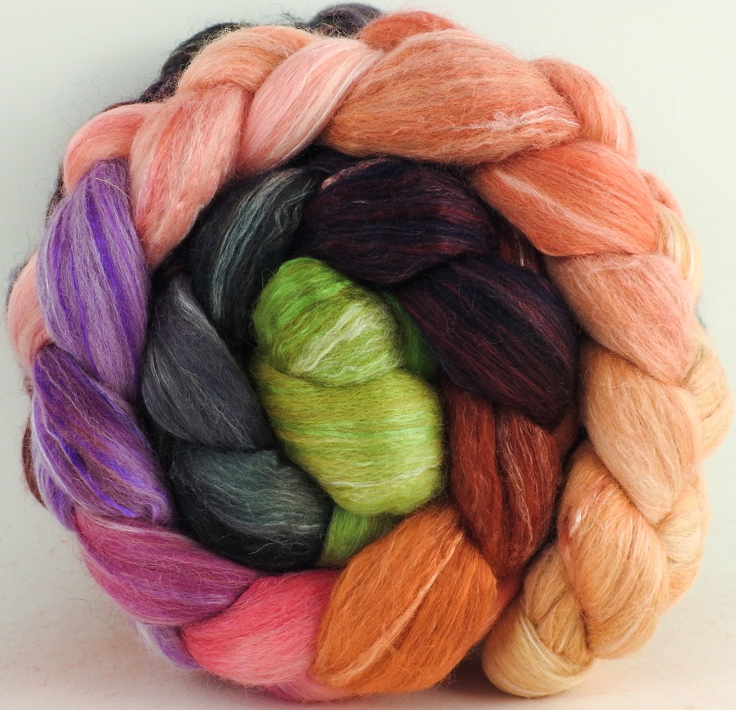 Batt in a Braid #45 - Dwarf Kingfisher B (6.1 oz.) - Corriedale/Mulberry Silk/Rose Fiber (60/20/20)