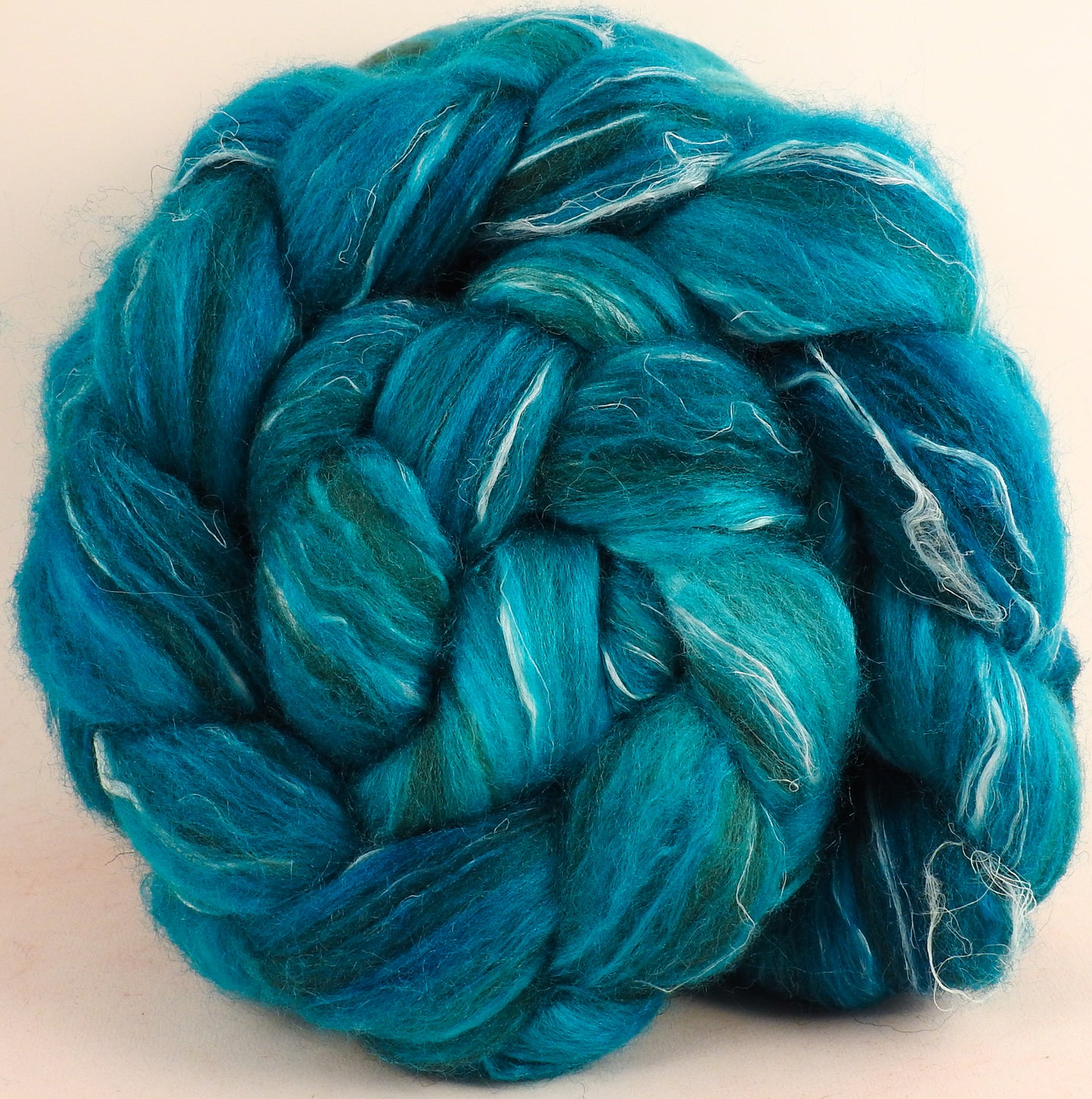 Batt in a Braid #32-Celestial -(5.6 oz) Manx Loaghtan/ Wht Bfl / Tussah Silk/ Flax( 30/30/30/10)