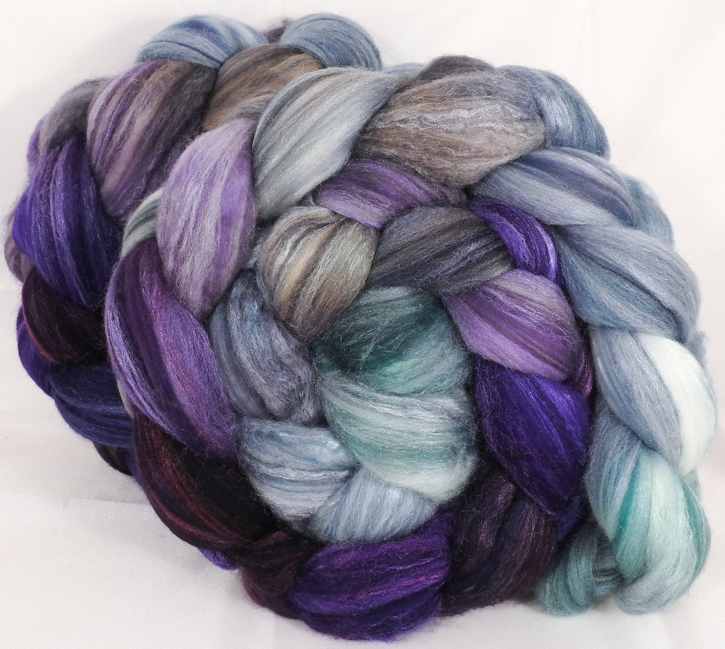 Batt in a Braid #35 -Earl Grey - Sw Merino (18.5 mic) /Merino (18.5 mic) / Tussah Silk (40/40/20) - Inglenook Fibers